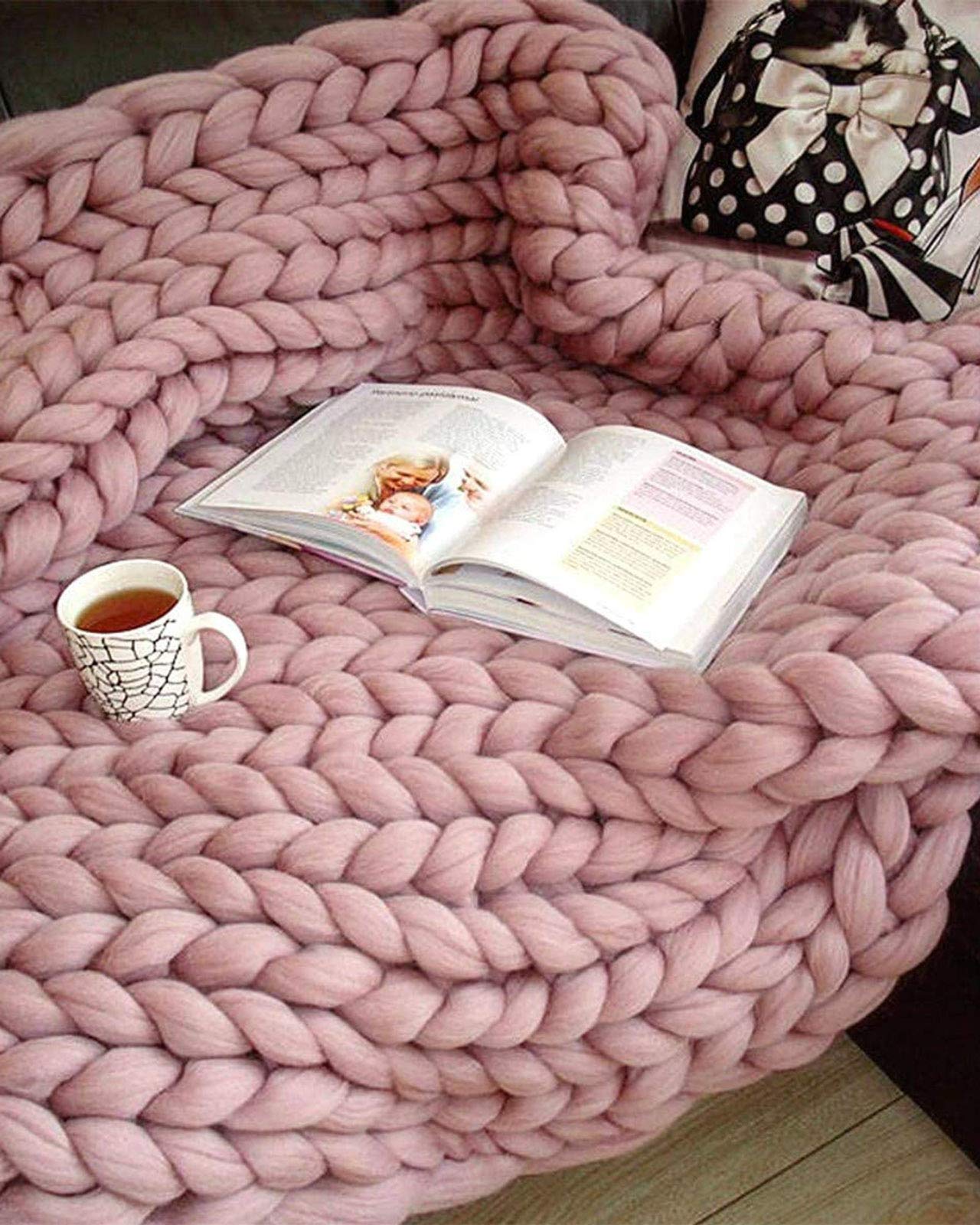 Chunky Knit Baby Blanket for Crib & Stroller - Soft Large Knit Throw Blanket for Nursery, Bedroom, Sofa - Helps Fall Asleep Fast - Cozy Warm Home Decor - 32x32, 16x24, 40x48 Inches - Green, Pink, Yellow - Perfect for Newborns, Toddlers & Family Snuggles