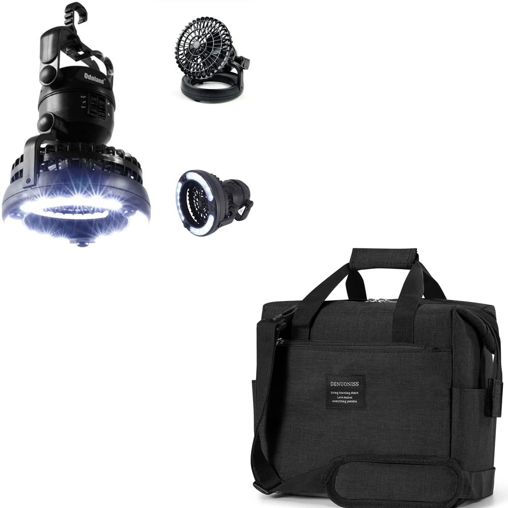 Odoland 2-in-1 Portable LED Camping Lantern with Ceiling Fan & Collapsible Cooler Bag - Perfect for Outdoor Adventures, Camping Trips, and Emergency Power Outages