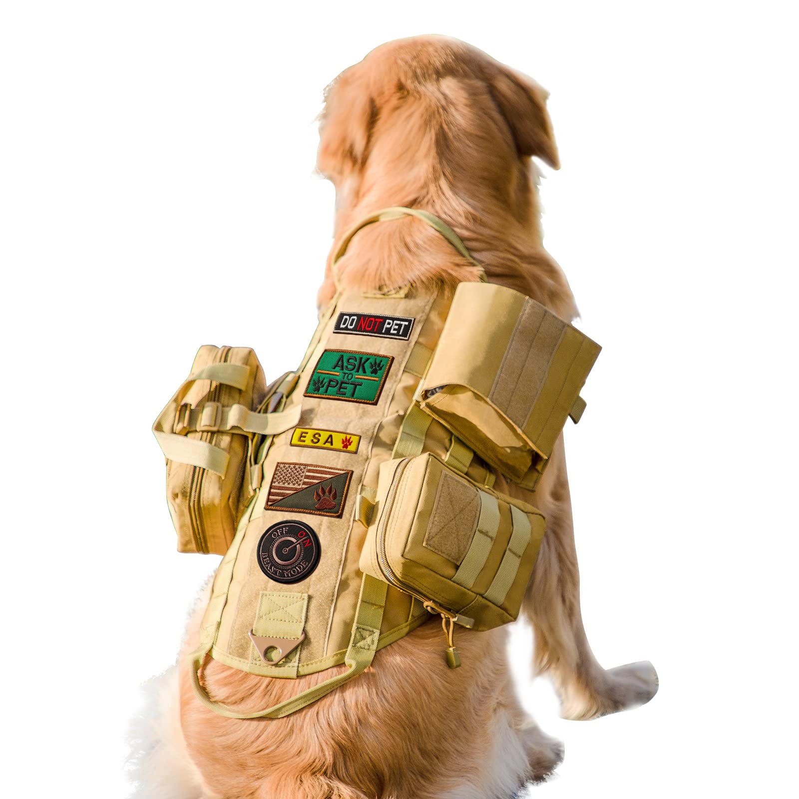 Tactical Dog Harness with Pouches - Adjustable Military Vest for Large & Medium Dogs | Hook & Loop Panels, Handle & No-Pull Design | Perfect for Walking, Hiking, Training & Service Dogs