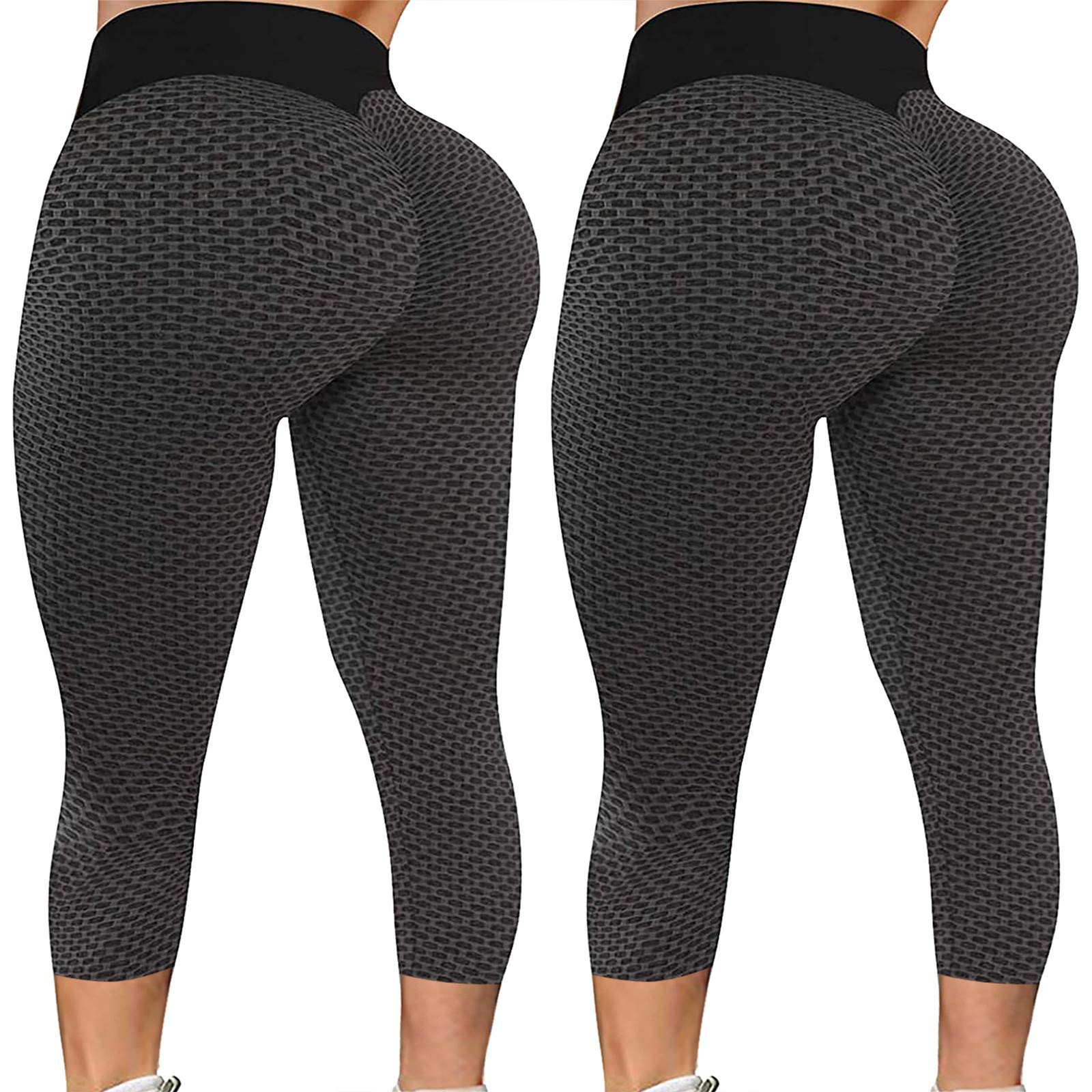 2PC Women's High Waist Yoga Pants - Butt Lifting Tummy Control Workout Leggings, Anti-Cellulite Cropped Tights for Gym, Running & TikTok Fashion