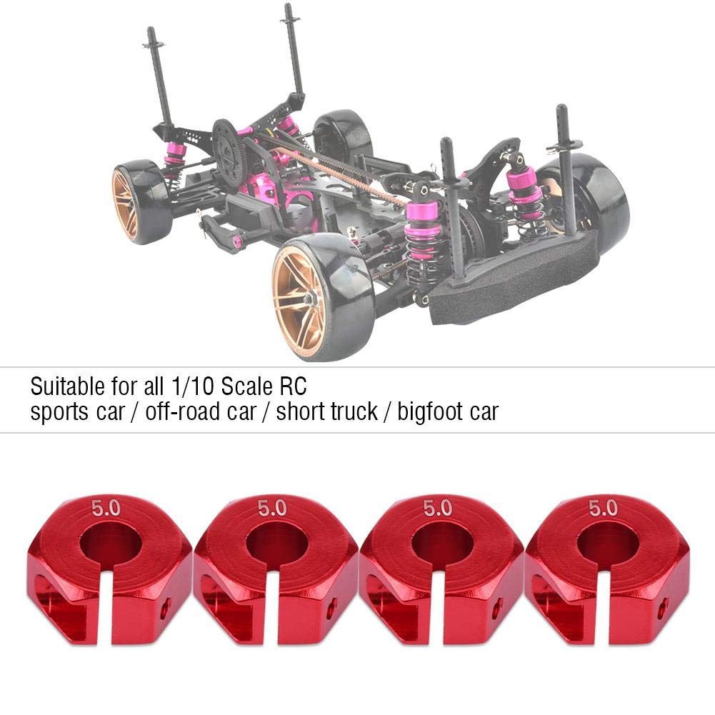 Universal 12mm Wheel Hub Adapter for 1/10 Scale RC Cars - 5mm Red RC Car Conversion Extension - Perfect for Off-Road Racing & Crawler Upgrades