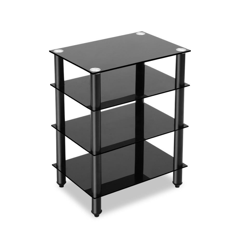 4-Tier HiFi Audio Equipment Stand - Sturdy & Adjustable for Turntables, Receivers, and Speakers | Perfect for Home Theater & Music Listening Setup