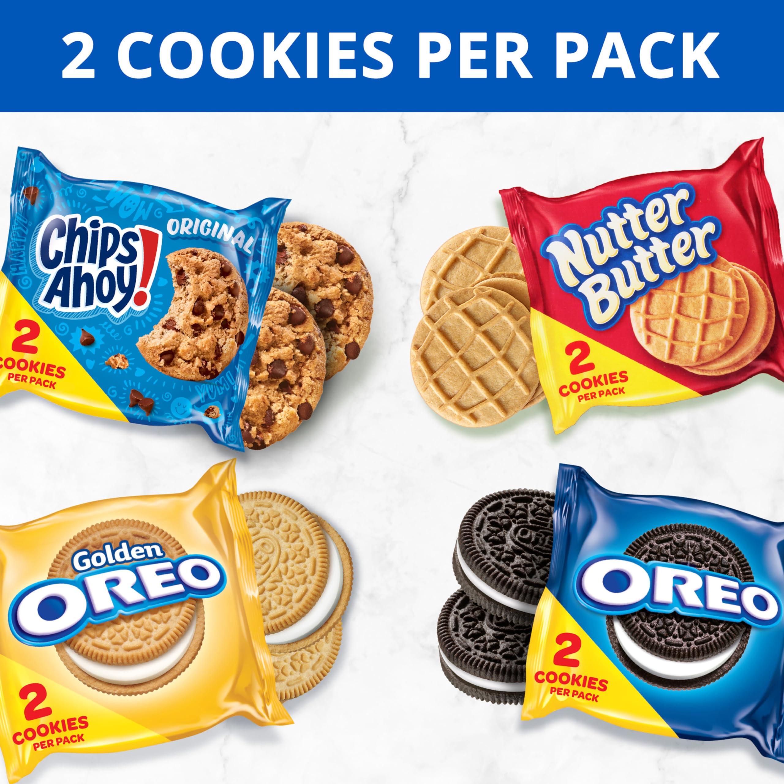 OREO Original, OREO Golden, CHIPS AHOY! & Nutter Butter Cookie Variety Pack - 56 Individually Wrapped Snack Packs (2 Cookies Each) - Perfect for Office Snacks, School Lunches & Party Favors