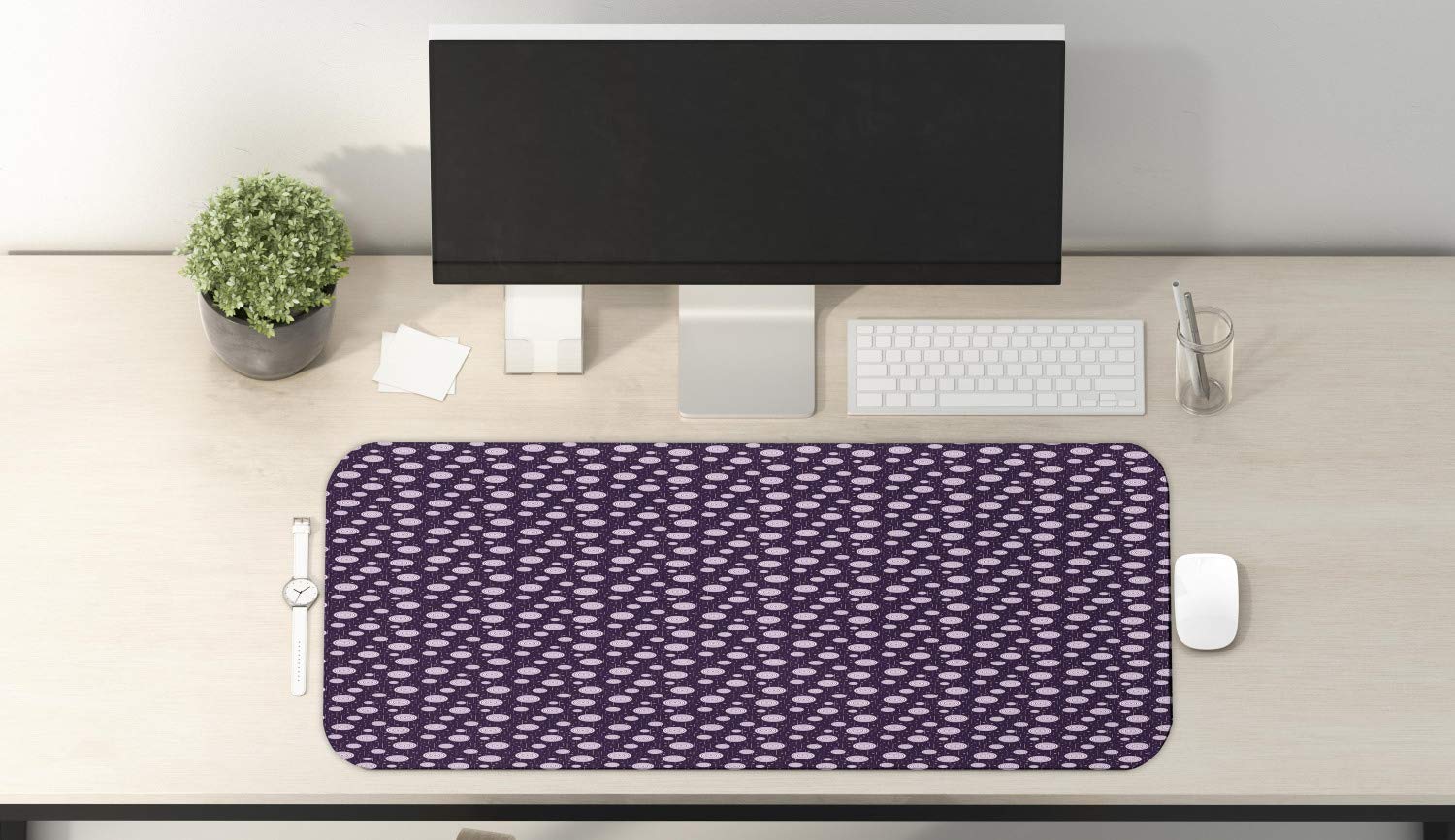 Ambesonne Retro Computer Mouse Pad - Non-Slip Rubber Gaming Mousepad with Concentric Circles Design, 31
