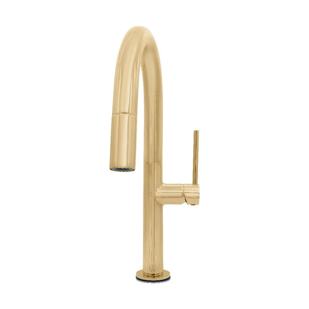 ZLINE Voltaire Pull Down Single Handle Kitchen Faucet in Polished Gold - Modern Touchless Water Faucet for Kitchen Sink, Perfect for Home Renovation & Commercial Use (VLT KF PG)