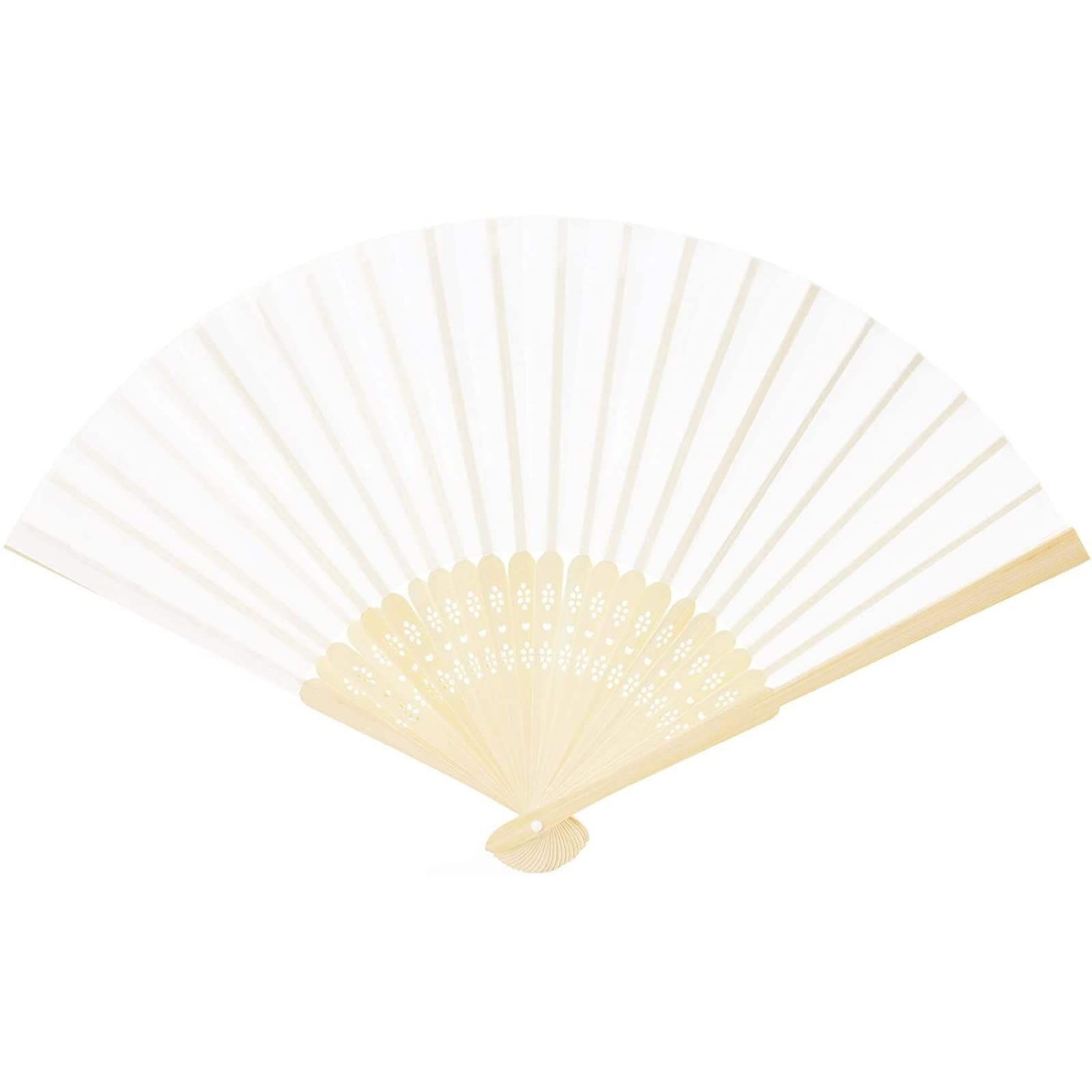 Juvale 12-Pack White Bamboo Folding Hand Fans - Natural Cooling Portable Fan for Summer, Weddings, Asian Decor & Costume Accessories