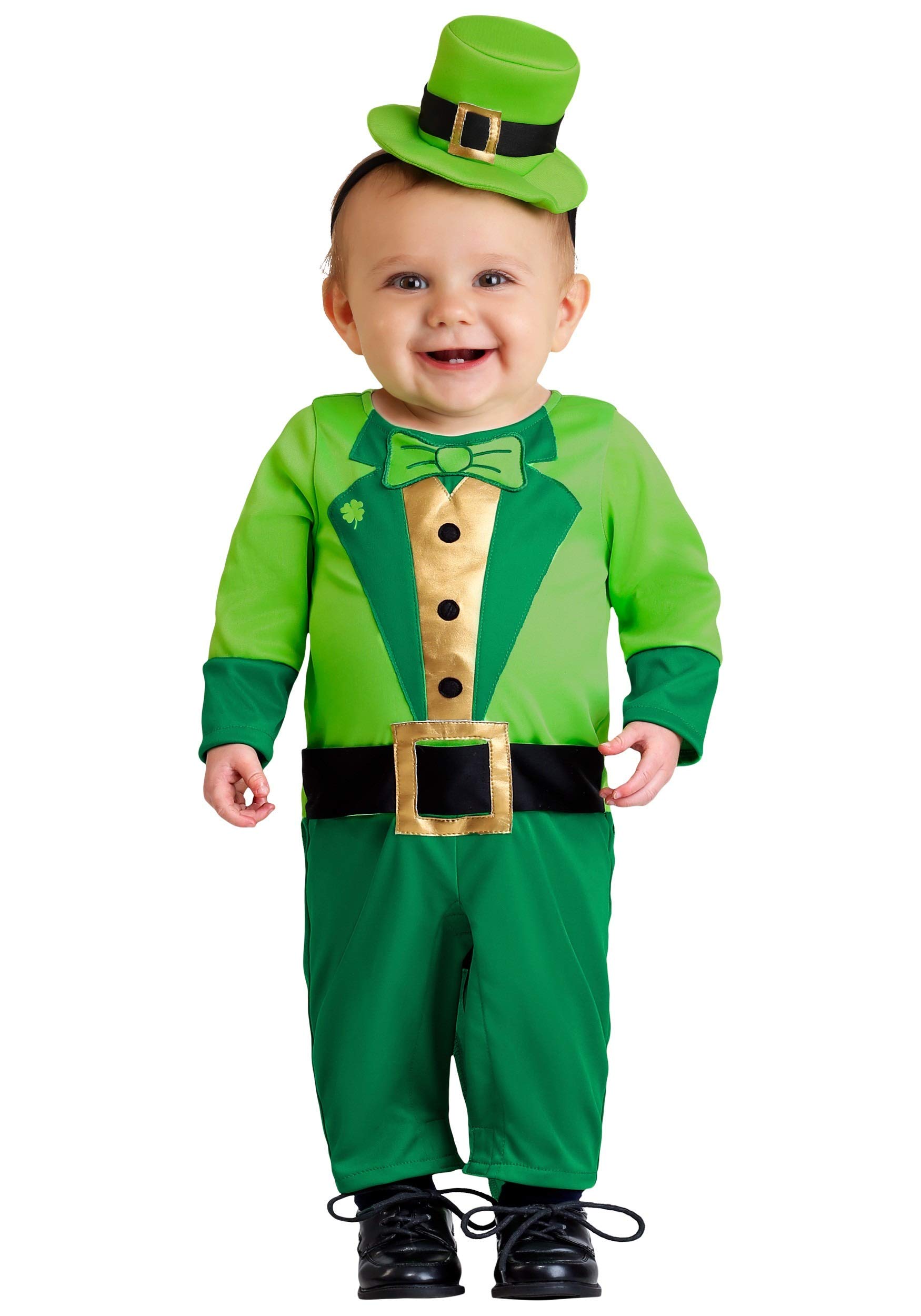 Baby Leprechaun Costume - Green Jumpsuit with Hook & Loop Fasteners & Soft Foam Hat | St. Patrick's Day Outfit for Infants, Photo Shoots & Holiday Celebrations