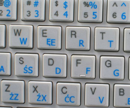 Polish Programmer Keyboard Labels - Blue Lettering for Coding & Gaming