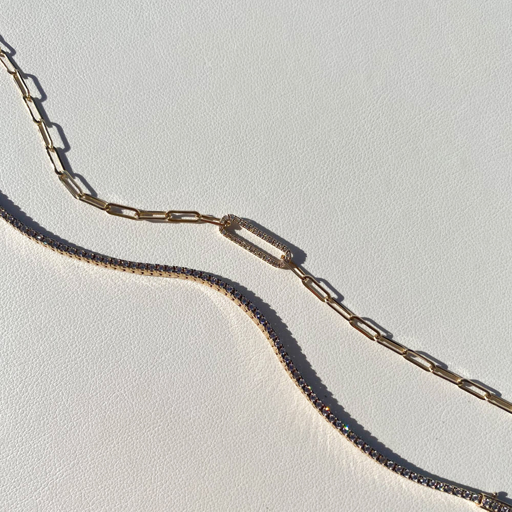10k Gold Diamond Paperclip Chain Necklace for Women - Elegant Layering Piece for Everyday Wear & Special Occasions