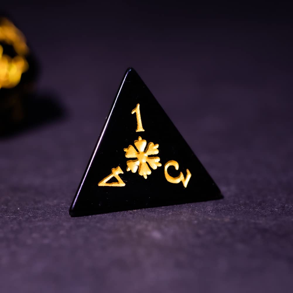 Premium Obsidian D&D Dice Set - 7-Piece Polyhedral RPG Dice for Dungeons & Dragons, Pathfinder & Tabletop Role-Playing Games | Perfect for DND Campaigns, TRPG Nights & Fantasy Gaming Sessions