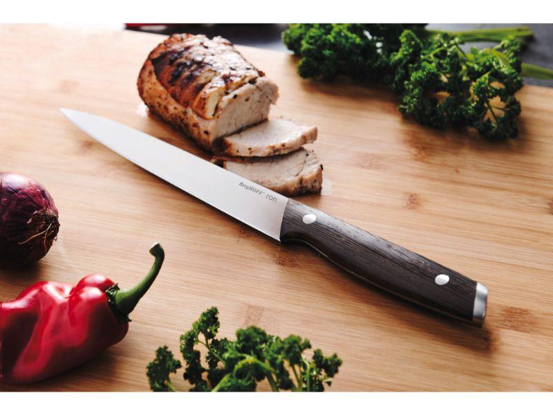 BergHOFF Ron Acapu 8-Inch Professional Carving Knife - High Carbon Stainless Steel Blade with Ergonomic Handle - Perfect for Slicing Roasts, Turkey, and Meats - Ideal for Home Chefs and Professional Kitchens