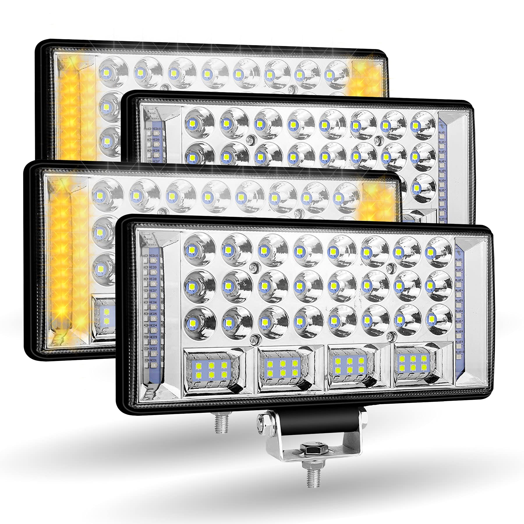 9 Inch 204W 7200LM LED Light Bar - Waterproof Spot Flood Combo Beam Off Road Driving Light for Trucks, SUVs, ATVs, Boats, Tractors (4 Pack) | Perfect for Night Off-Roading, Work Lighting & Emergency Warning