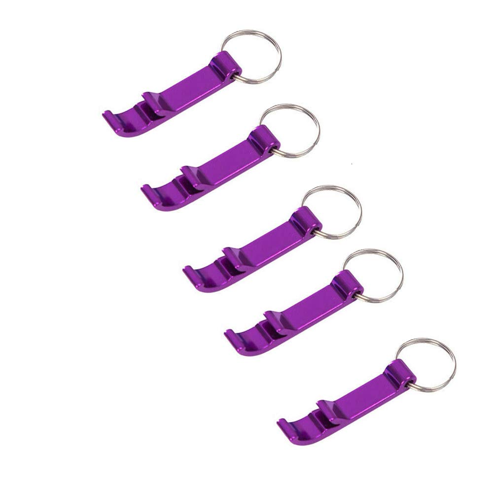 20PCS Portable Aluminum Alloy Bottle Opener Keychain - Mini Pocket Keyring for Beer, Soda & Wine (Purple) - Perfect for Camping, Travel, Parties & Gifts