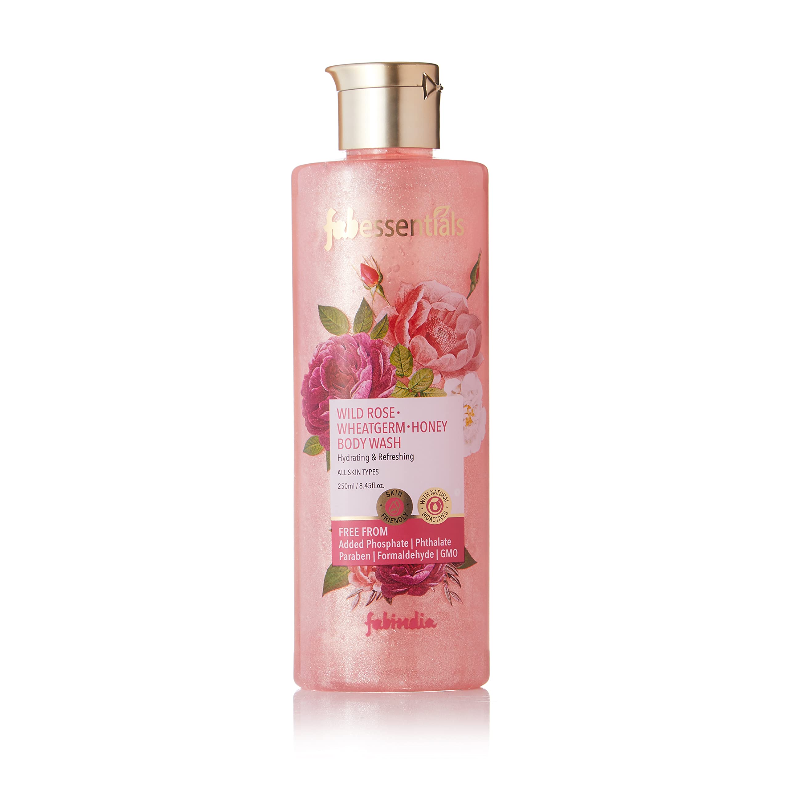 Fabessentials Wild Rose Wheatgerm Honey Body Wash 250ml - Almond Oil & Honey Extract for Gentle Cleansing | Hydrating & Moisturizing Body Lotion for Soft, Bright Skin | Deep Nourishing Shower Gel for Dry Skin - Perfect for Daily Use & Spa Relaxation at Home