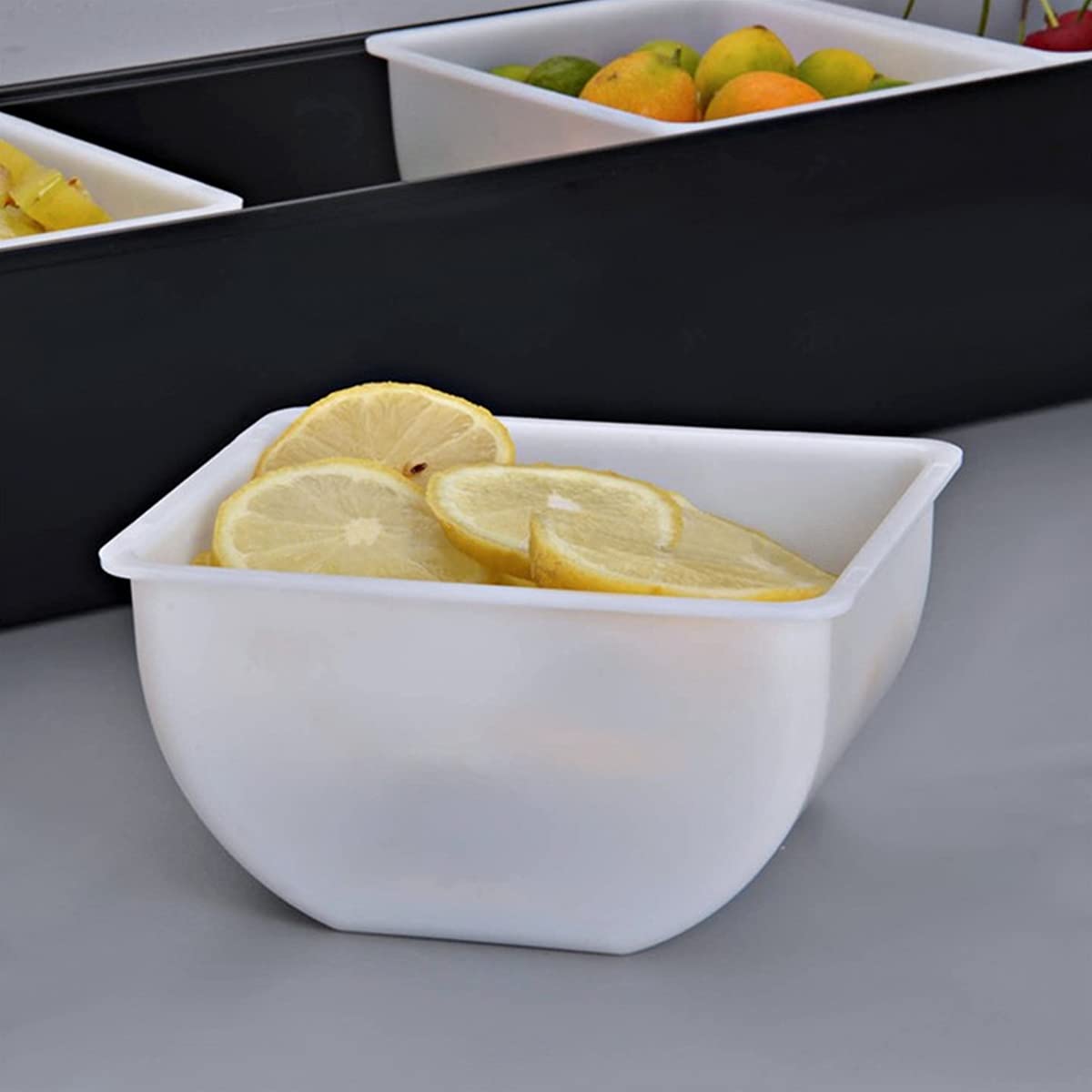 Black Plastic Condiment Dispenser with Transparent Lid - 3 Compartment Kitchen Storage Box for Fruits, Seasonings, and Snacks - Perfect for Home, Kitchen, and Bar Organization