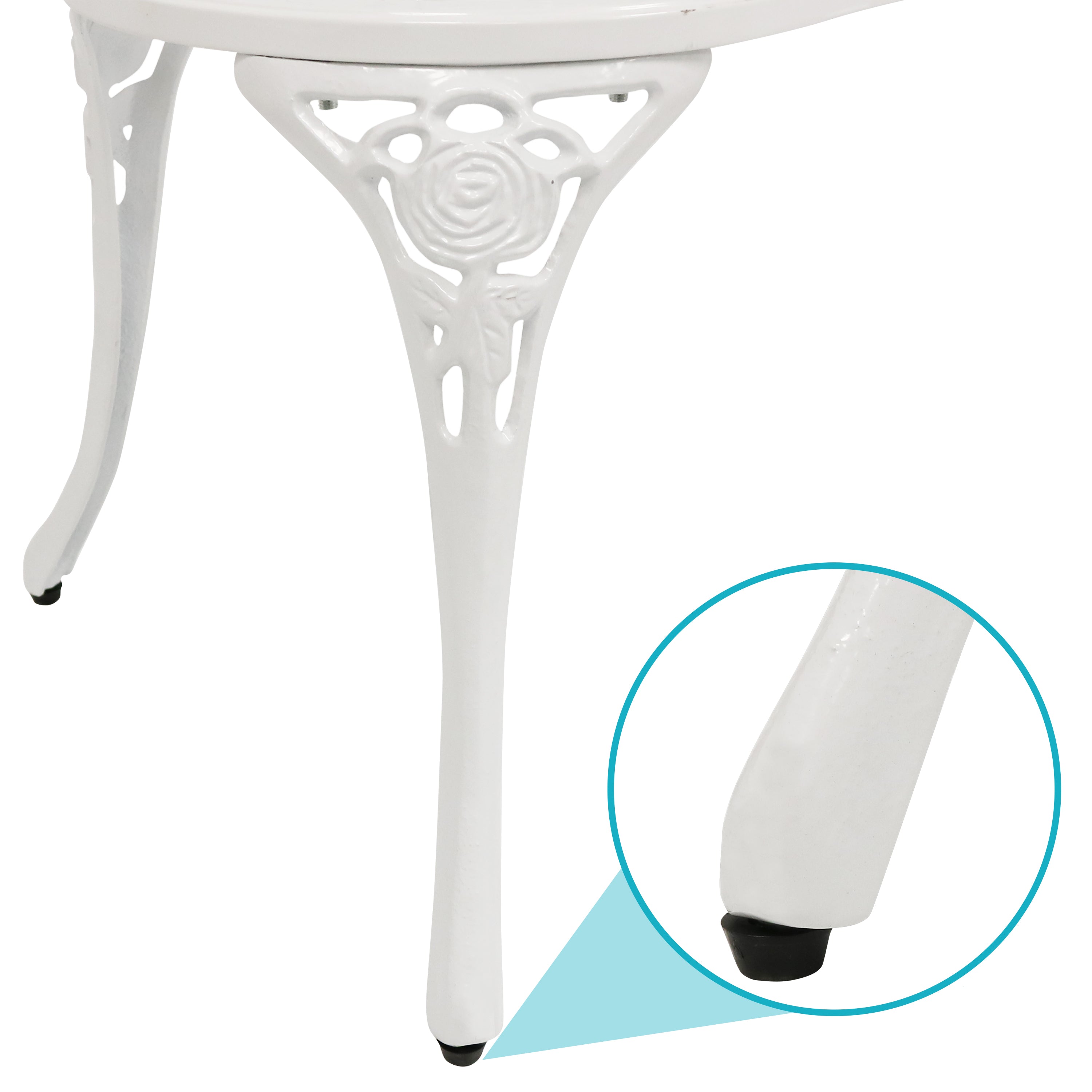 Sunnydaze 2-Person Cast Aluminum Classic Rose Garden Bench - White Outdoor Patio Furniture for Garden, Backyard, Porch & Park Seating