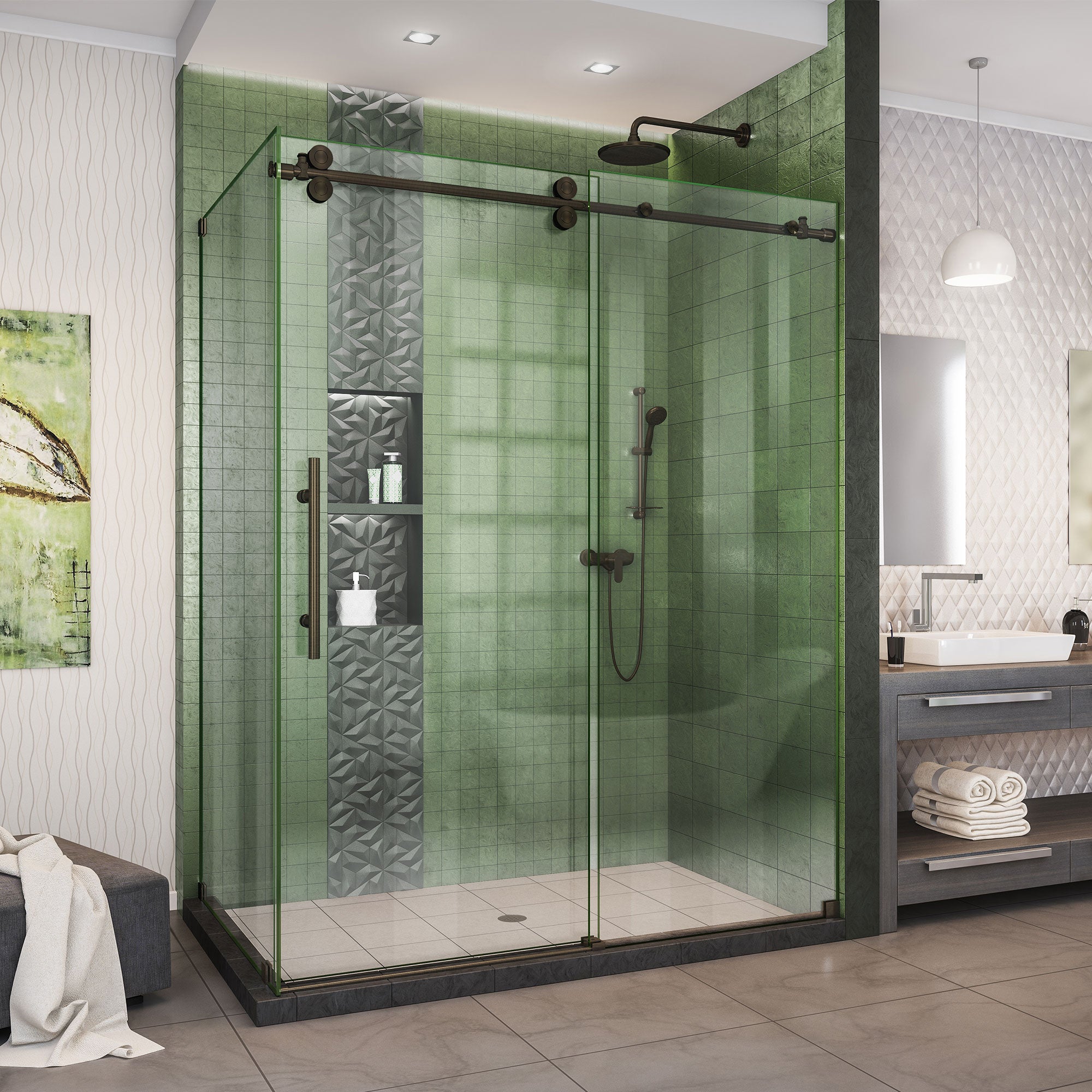 DreamLine Enigma XO Frameless Sliding Shower Enclosure - 34.5