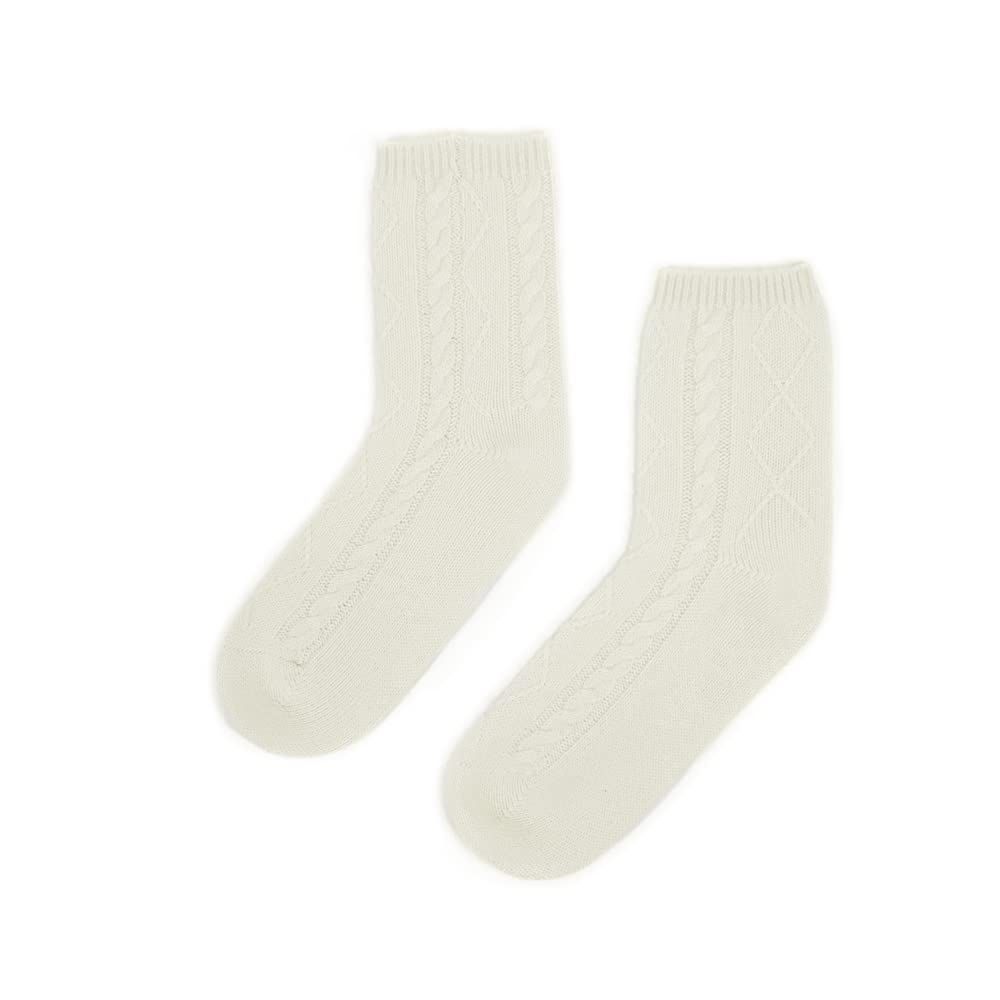 100% Pure Cashmere Women's Sleep Socks - Ultra Soft 3-Ply Cable Knit for Warmth & Comfort | Luxury Cozy Bed Socks for Sleeping, Lounging & Relaxing at Home