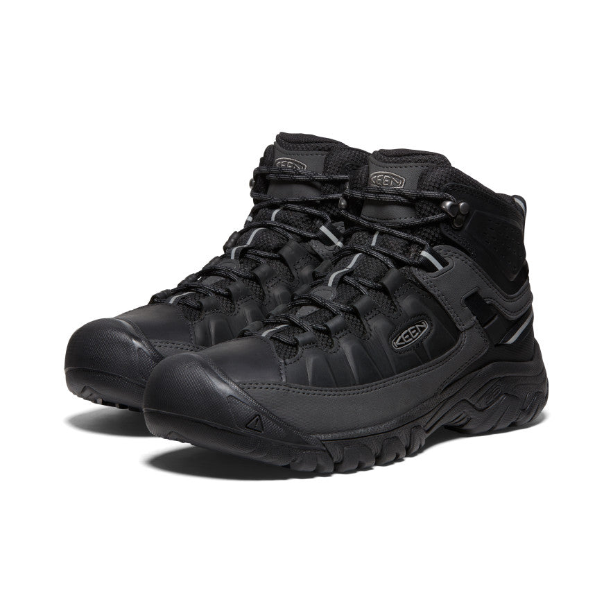 Men's KEEN Targhee III Mid WP Waterproof Hiking Boots - Triple Black - Durable & Comfortable for Outdoor Adventures, Trekking, and Trail Walking