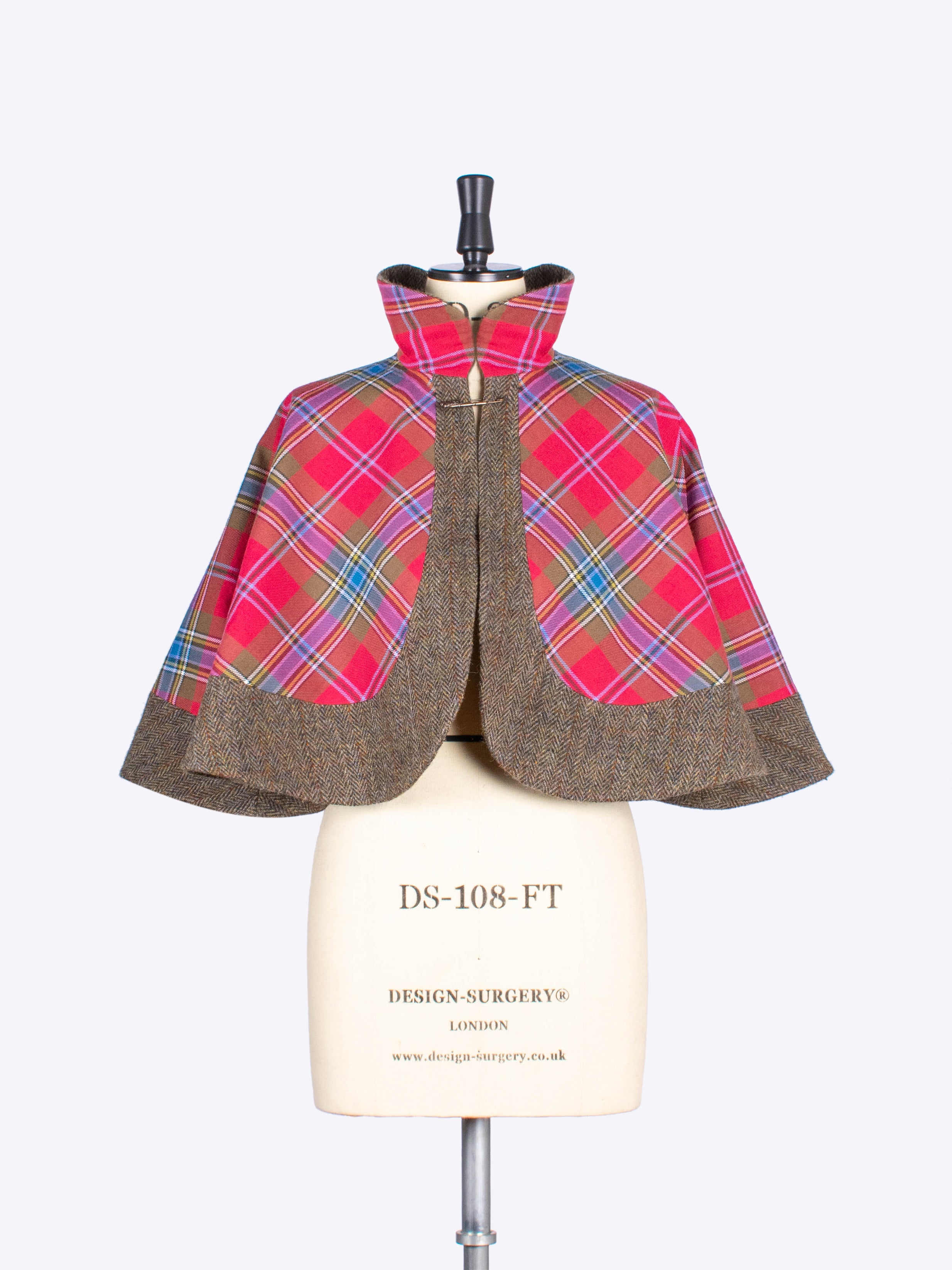 Limited Edition Red Scottish Tartan Capelet with Harris Tweed - Perfect for Winter Weddings, Holiday Parties & Formal Events