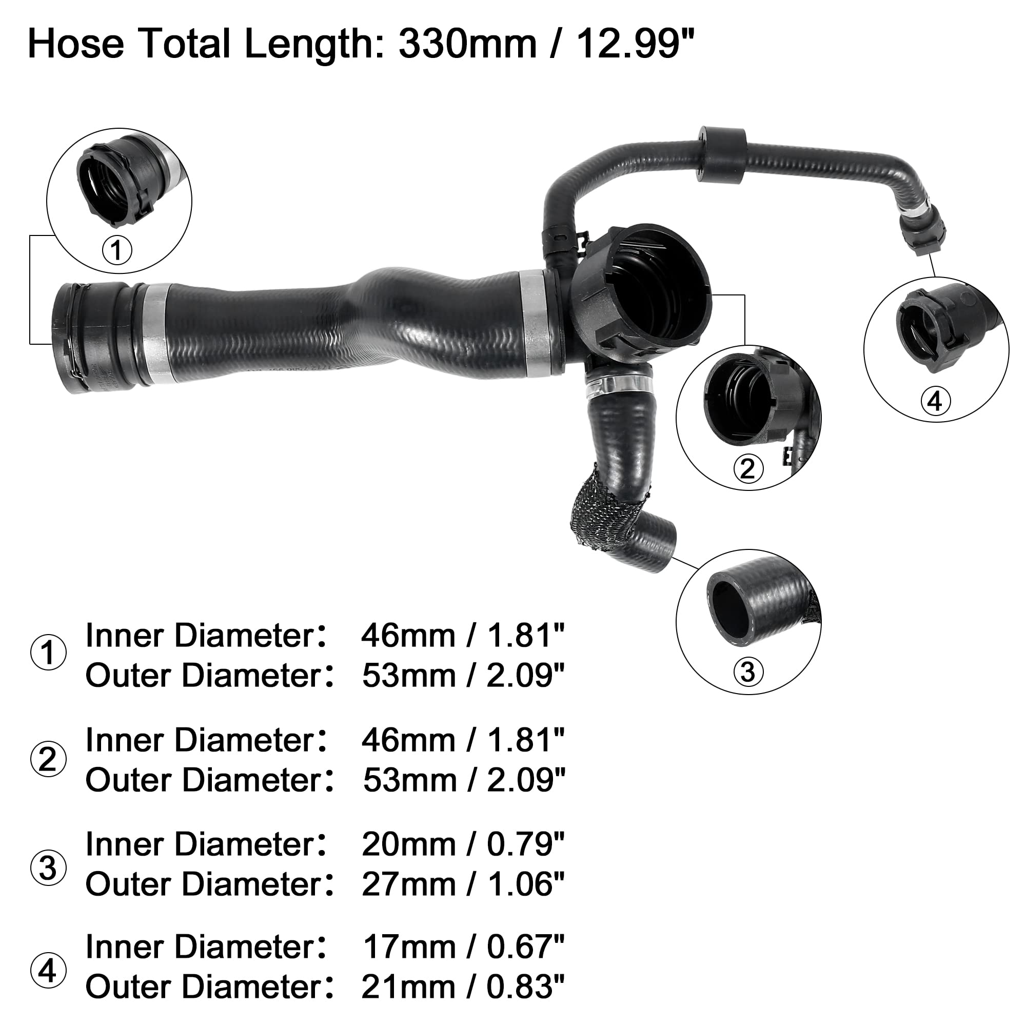 X AUTOHAUX Car Radiator Coolant Water Hose - Expansion Tank Hose 17127580957 Compatible with BMW 535i 2011-2016 Models | Engine Cooling System Replacement Part for Improved Performance & Leak Prevention