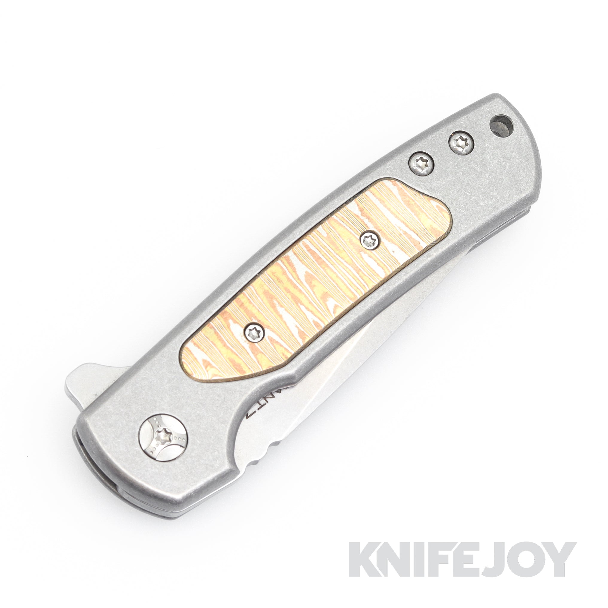 Les George Defiant 7 Servo Mokume Insert Flipper Knife - Premium EDC Folding Pocket Knife for Outdoor, Camping & Everyday Carry