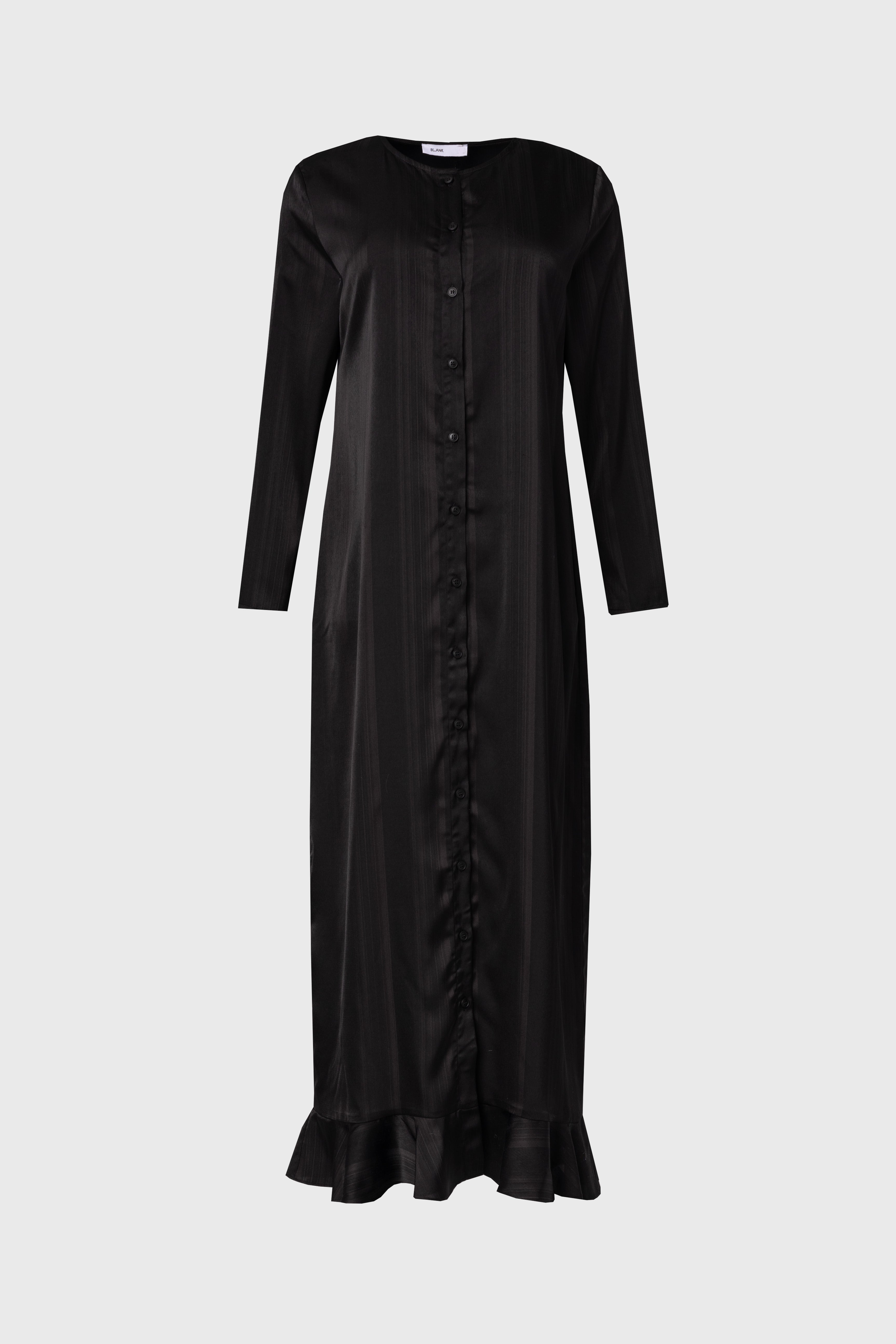 Black Striped Button Down Maxi Dress for Women - Elegant Long Sleeve Flowy Midi Dress for Casual, Office & Party Wear | Perfect for Work, Date Night & Special Occasions