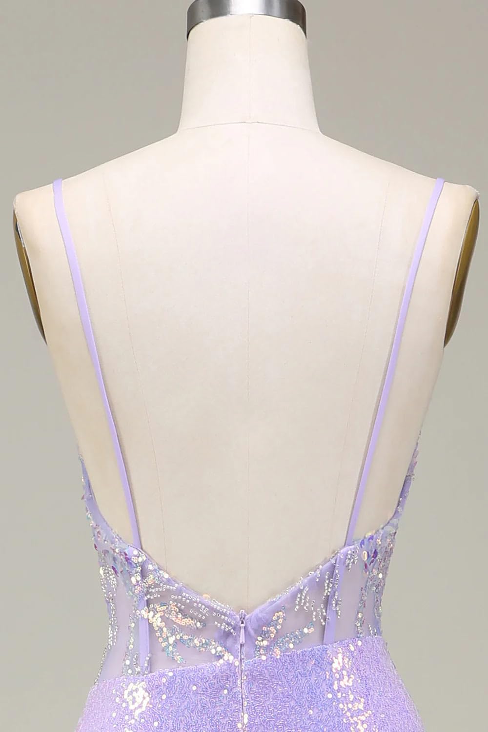 Elegant Light Purple Mermaid Prom Dress for Women - Sparkly Corset Formal Evening Gown with High Slit | Handmade Custom Party Dress for Homecoming, Wedding & Special Occasions