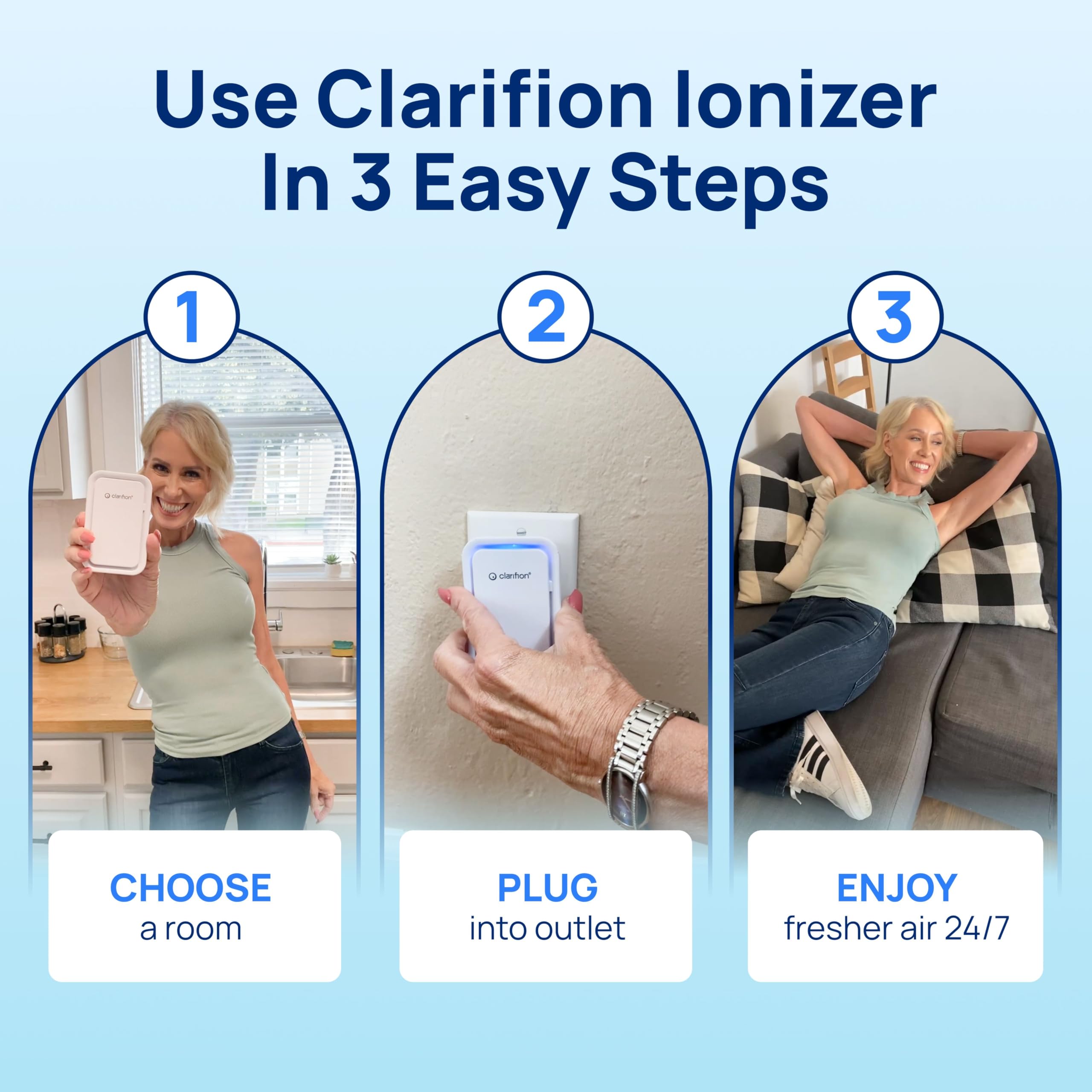 Clarifion - 6 Pack Air Ionizers for Home, Negative Ion Air Purifier, Quiet Portable Air Freshener for Bedroom, Office, Kitchen - Eliminates Odors, Smoke, Dust & Pet Dander | Perfect for Allergy Relief & Fresh Indoor Air