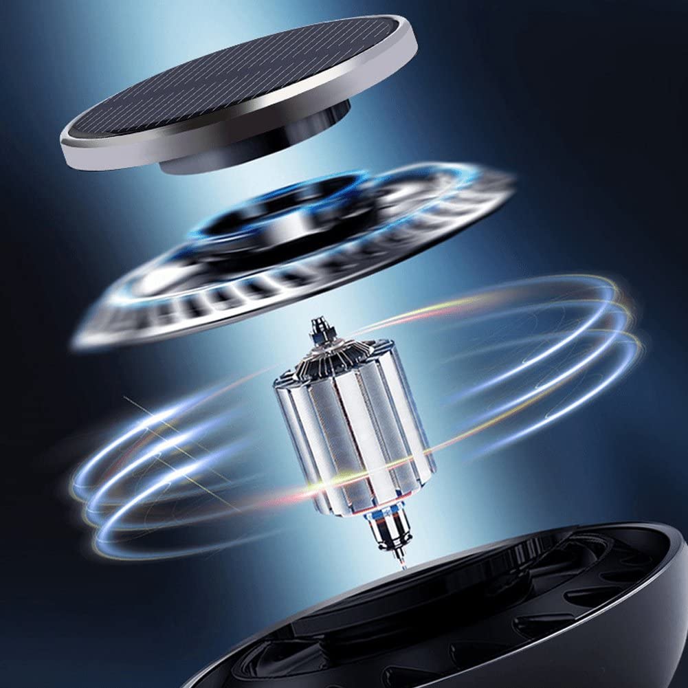 Solar Powered Car Air Freshener with Essential Oil Diffuser - Black Rotating Aroma Diffuser for Car Interior | Perfect for Long Drives, Commuting & Car Odor Elimination