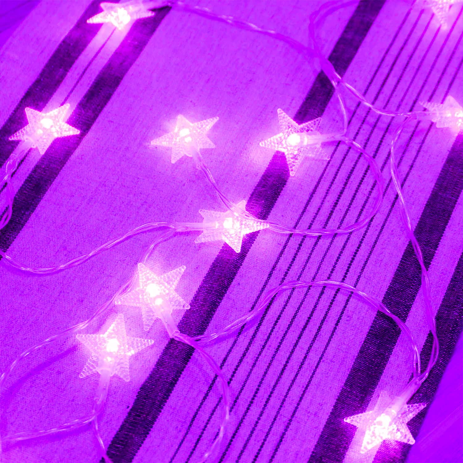 30 LED 15 FT Battery Operated Star Fairy String Lights - Indoor Outdoor Christmas Tree Decorations, Party, Wedding & Garden Lighting (Purple)