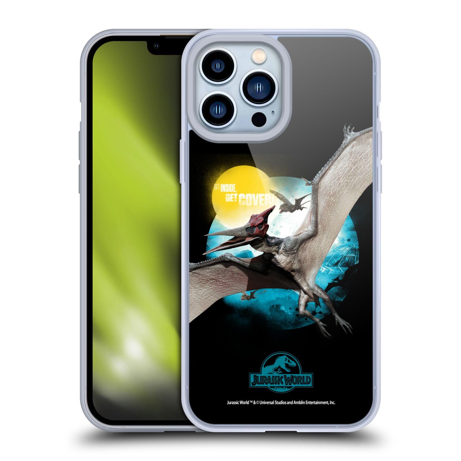 Official Jurassic World Pteranodon Soft Gel Phone Case for iPhone 13 Pro Max - Dinosaur-Themed Protective Cover with Key Art Design | Perfect Gift for Movie Fans & Dinosaur Lovers