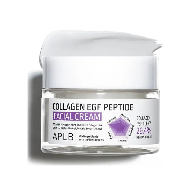 APLB Collagen EGF Peptide Facial Cream 55ml - Anti-Aging Moisturizer for Wrinkles & Fine Lines - Day & Night Cream for Glowing Skin - Perfect for Dry, Sensitive & Mature Skin Types