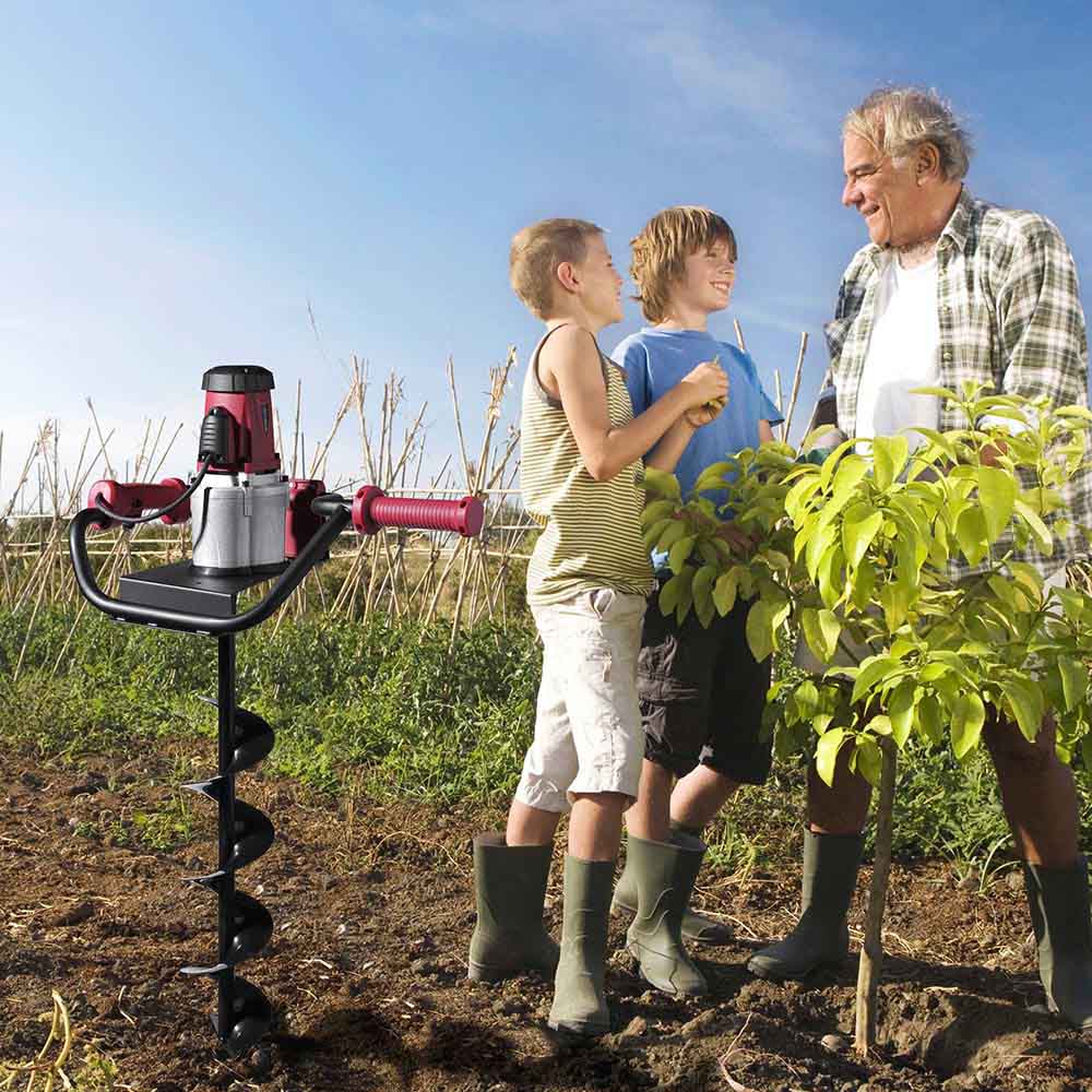 1500W Electric Post Hole Digger with 6-Inch Earth Auger Bit - Powerful Fence Post Installer for Landscaping, Gardening & Farm Use