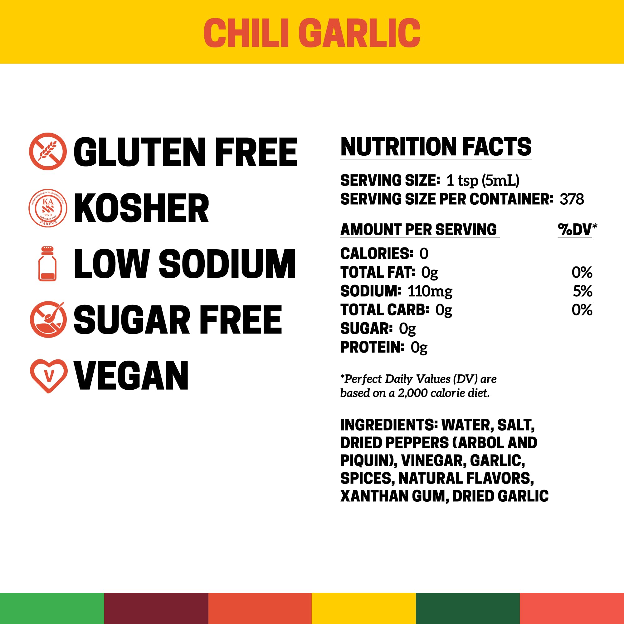 Cholula Chili Garlic Hot Sauce, 64 fl oz - Mexican Pepper & Garlic Spicy Hot Sauce for Cooking, Eggs, Wings, Fries, Popcorn - Bulk Hot Sauce for Restaurants, Catering & Home Use