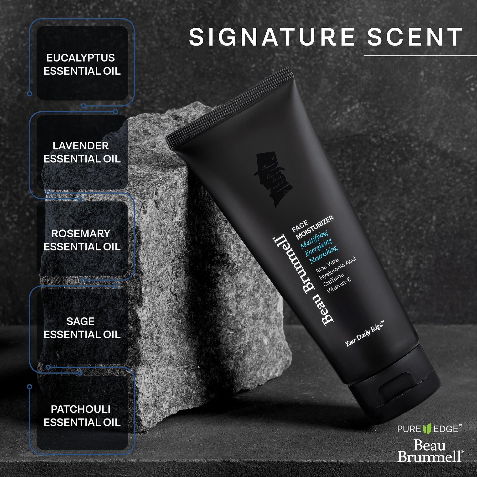 Beau Brummell Men's Facial Moisturizer - Energizing Daily Face Cream for Men with Hydrating Formula - 4 fl. oz. - Perfect for Morning Skincare Routine & Post-Shave Soothing