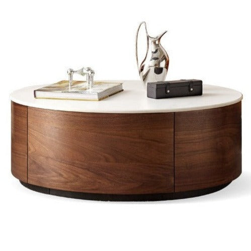 31.5x31.5x11.8 inch / 80x80x30сm / Rich Dark Walnut color/ slate low coffee table