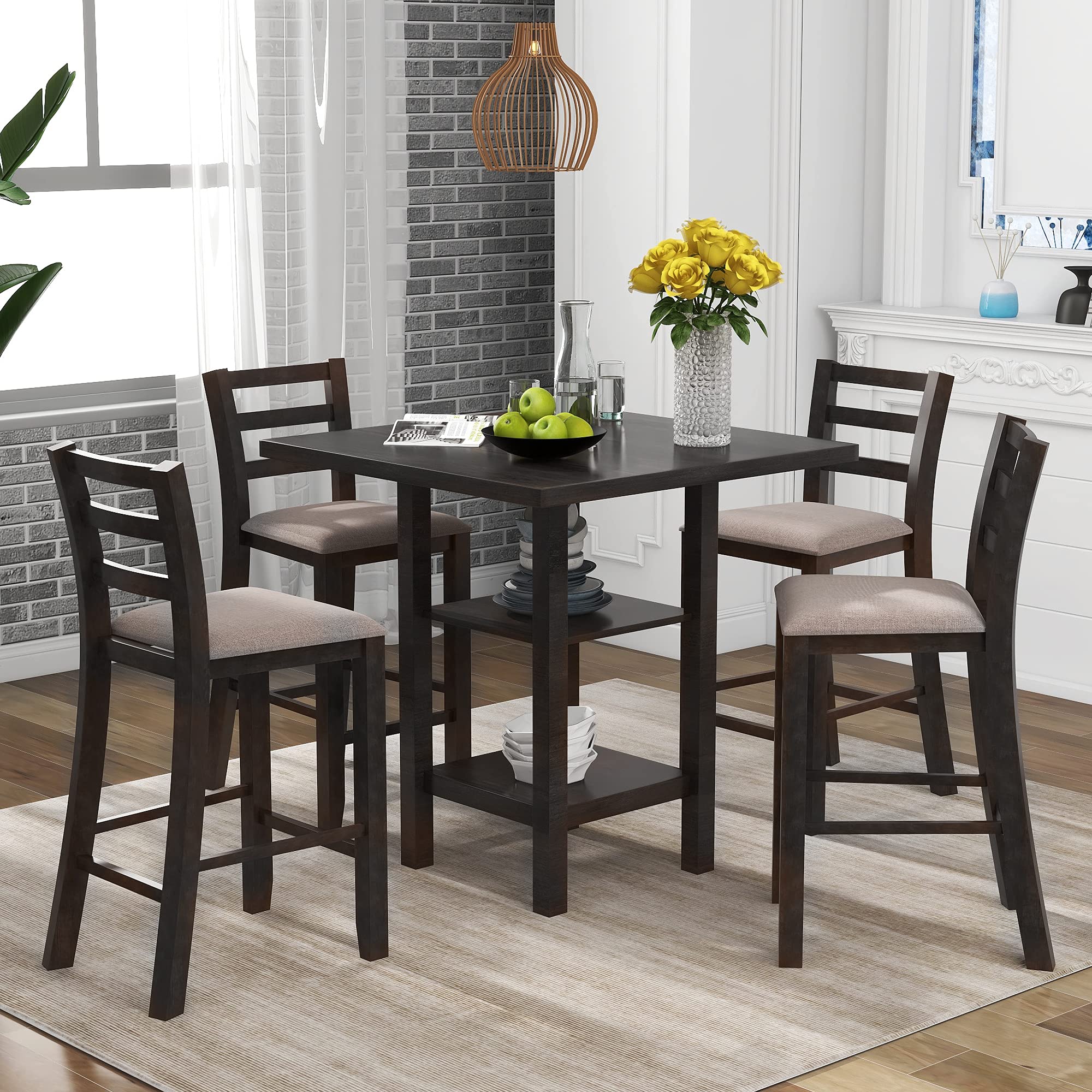 5-Piece Wooden Counter Height Dining Set - 35.5