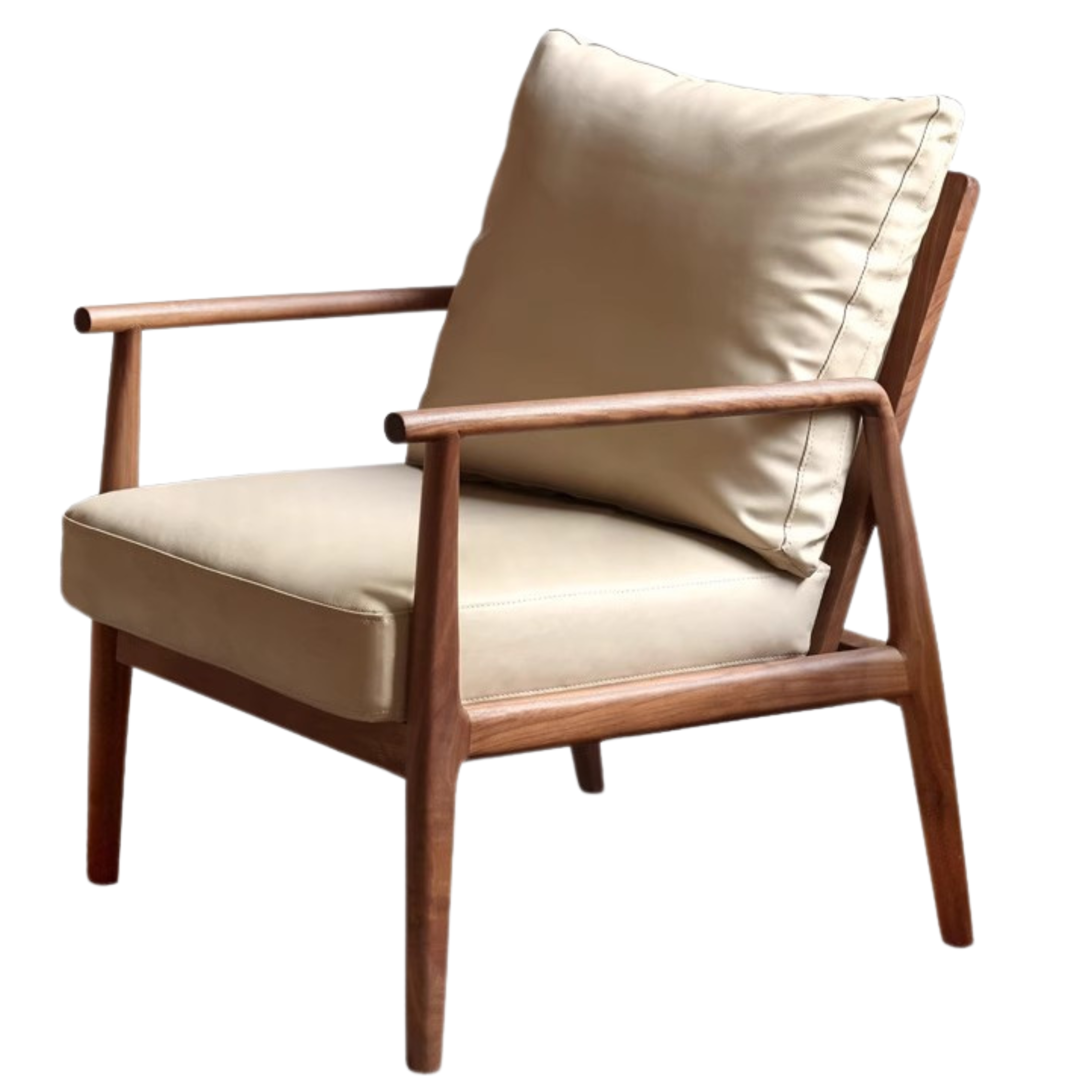 25.6x29.9x35.4 inch / 65x76x90сm / Leather Khaki color Rich Dark Walnut color / Black walnut sofa chair