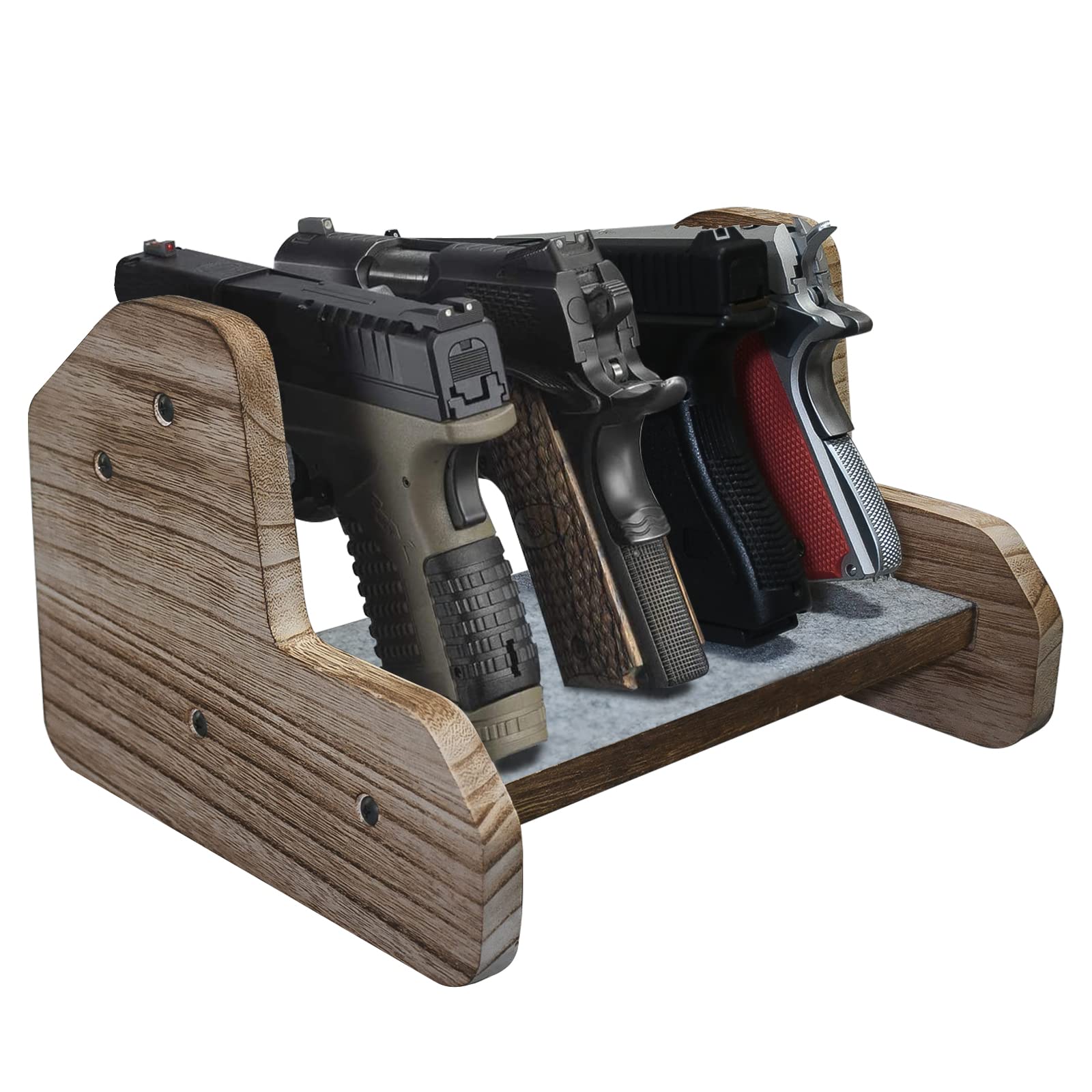 DINGDOON Solid Wood Pistol Rack - 6 Gun Holder with Soft Carpeted Surface for Gun Safe & Cabinet Storage | Premium Gun Safe Organizer Accessories | Perfect for Home Security, Hunting Gear Organization & Firearm Display