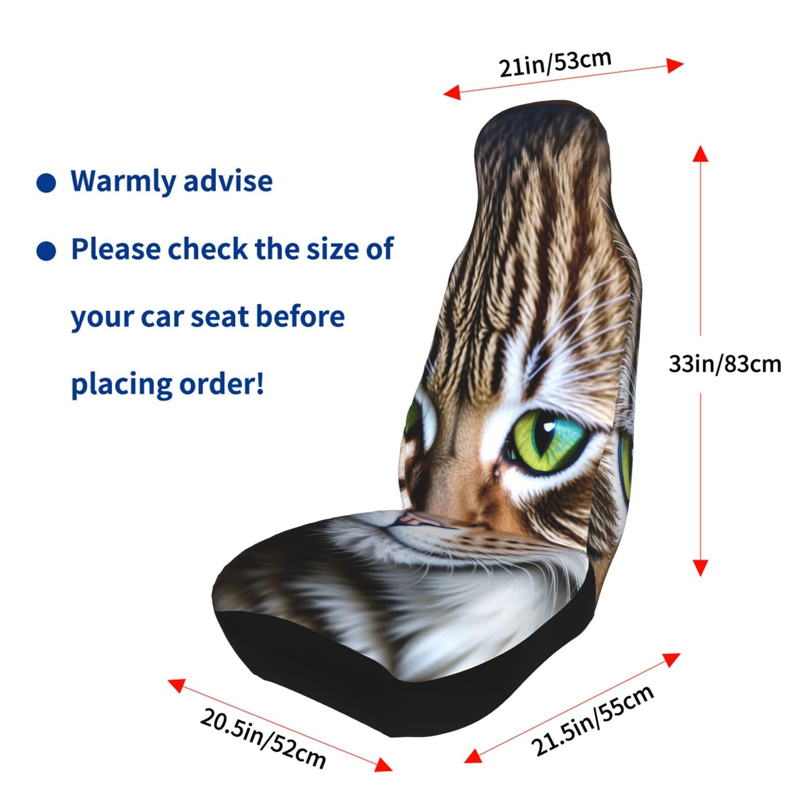 BEIVGOXL Cat Print Car Seat Covers Full Set for Women - Universal Fit for Most Cars, Sedans, SUVs & Vans | Easy to Install 2-Piece Set | Stylish & Durable Pet-Friendly Car Accessories for Daily Commute & Road Trips