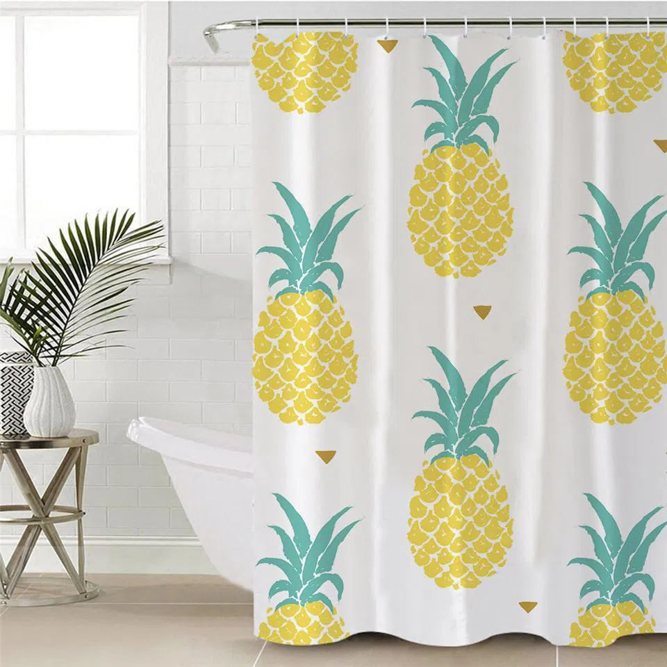Stylish Pineapple Shower Curtain - Tropical Bathroom Decor for Beach Theme, Coastal & Hawaiian Style - Perfect for Bathroom, Guest Room & Vacation Rental Decor