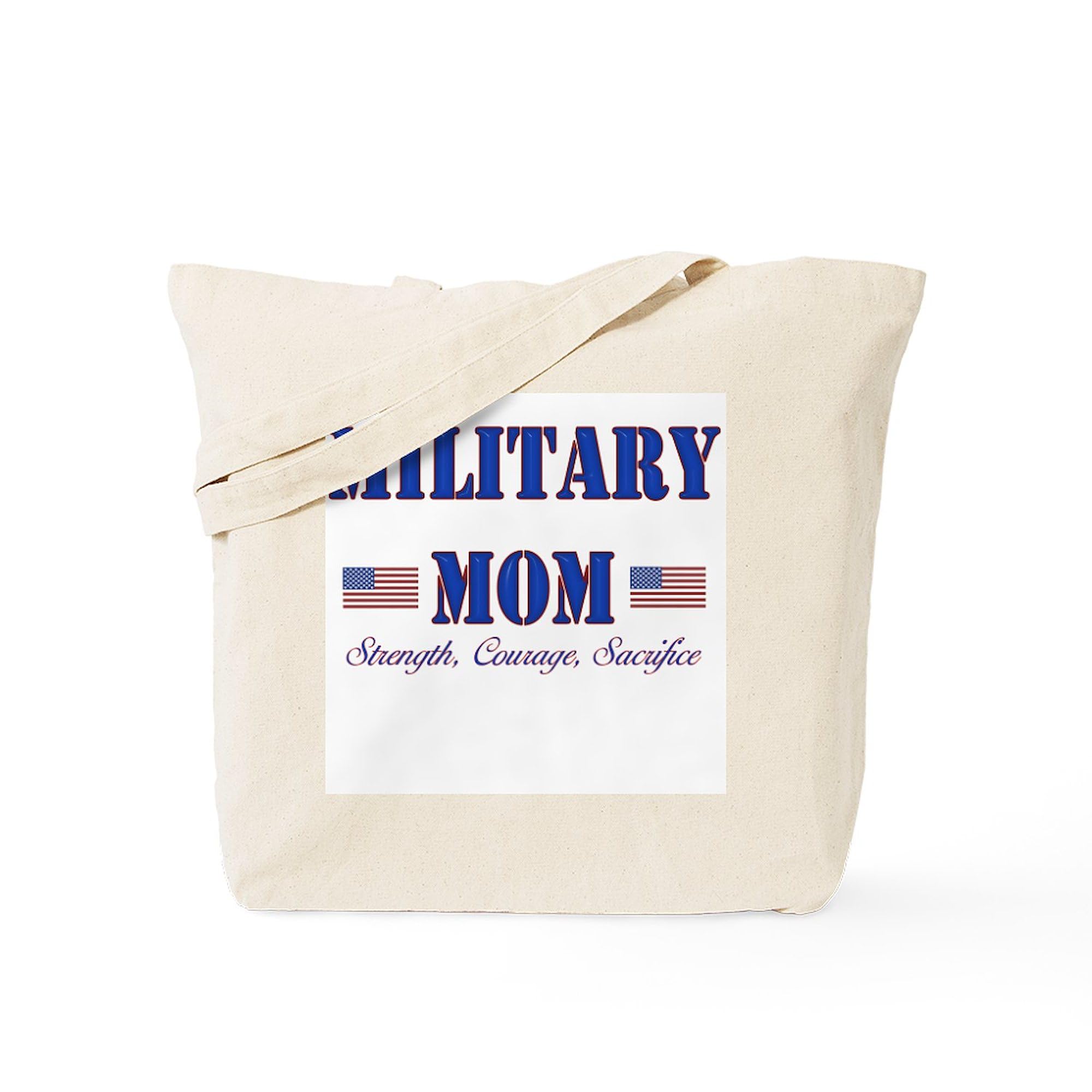 Military Mom Tote Bag - Natural Canvas Reusable Shopping Bag for Groceries, Beach & Everyday Use | Durable & Eco-Friendly