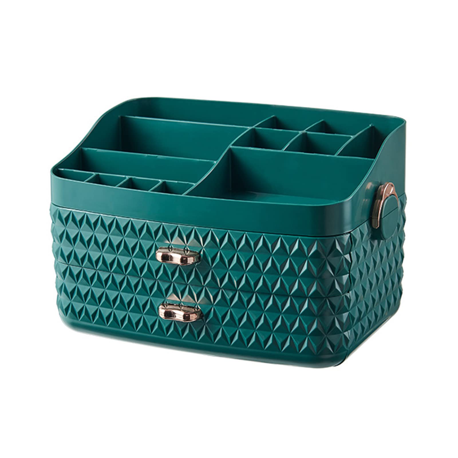 Desktop Makeup Organizer with Drawer - Lipstick, Mask & Skincare Storage Box | Dustproof Cosmetic Organizer for Countertop | Perfect for Vanity, Bathroom & Travel (Green)
