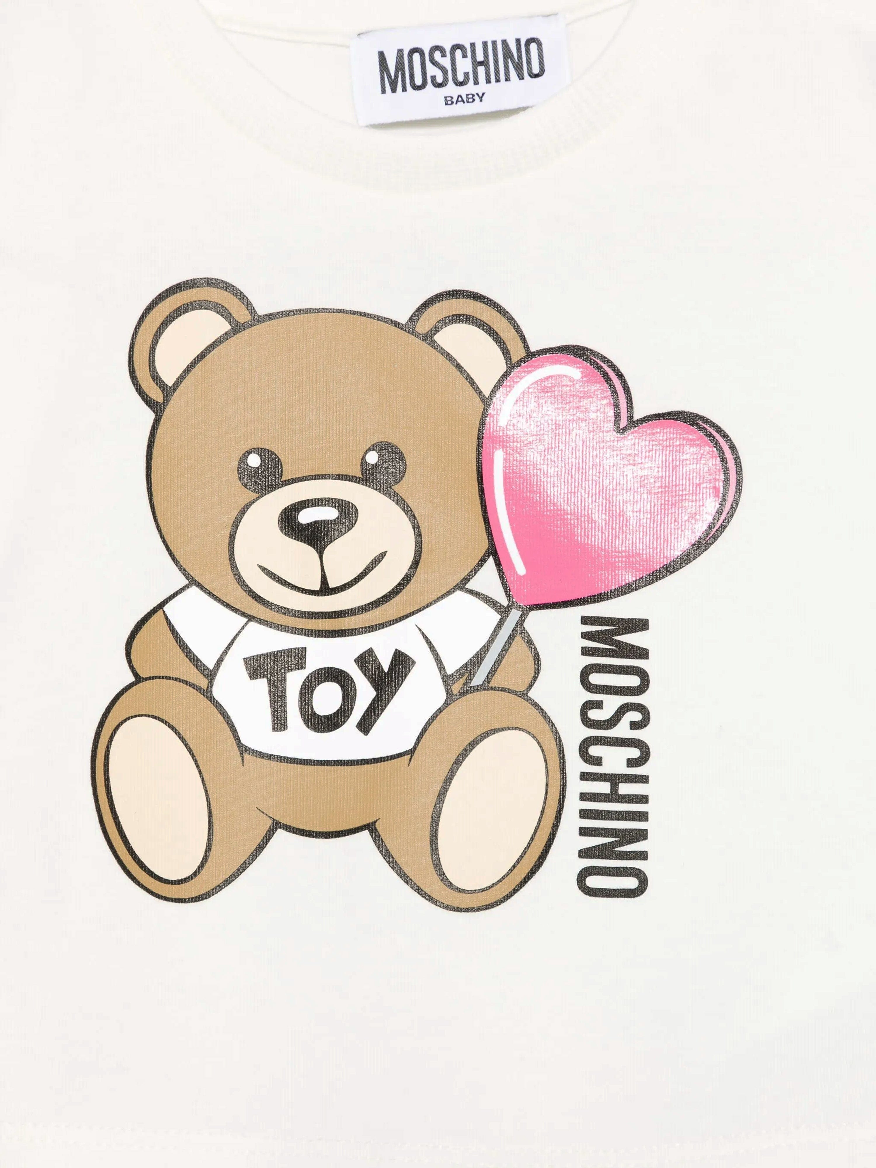 Cute Ivory Teddy Bear Print Baby Girls T-Shirt - Soft & Comfortable Cotton Tee for Toddlers, Playdates & Casual Outfits