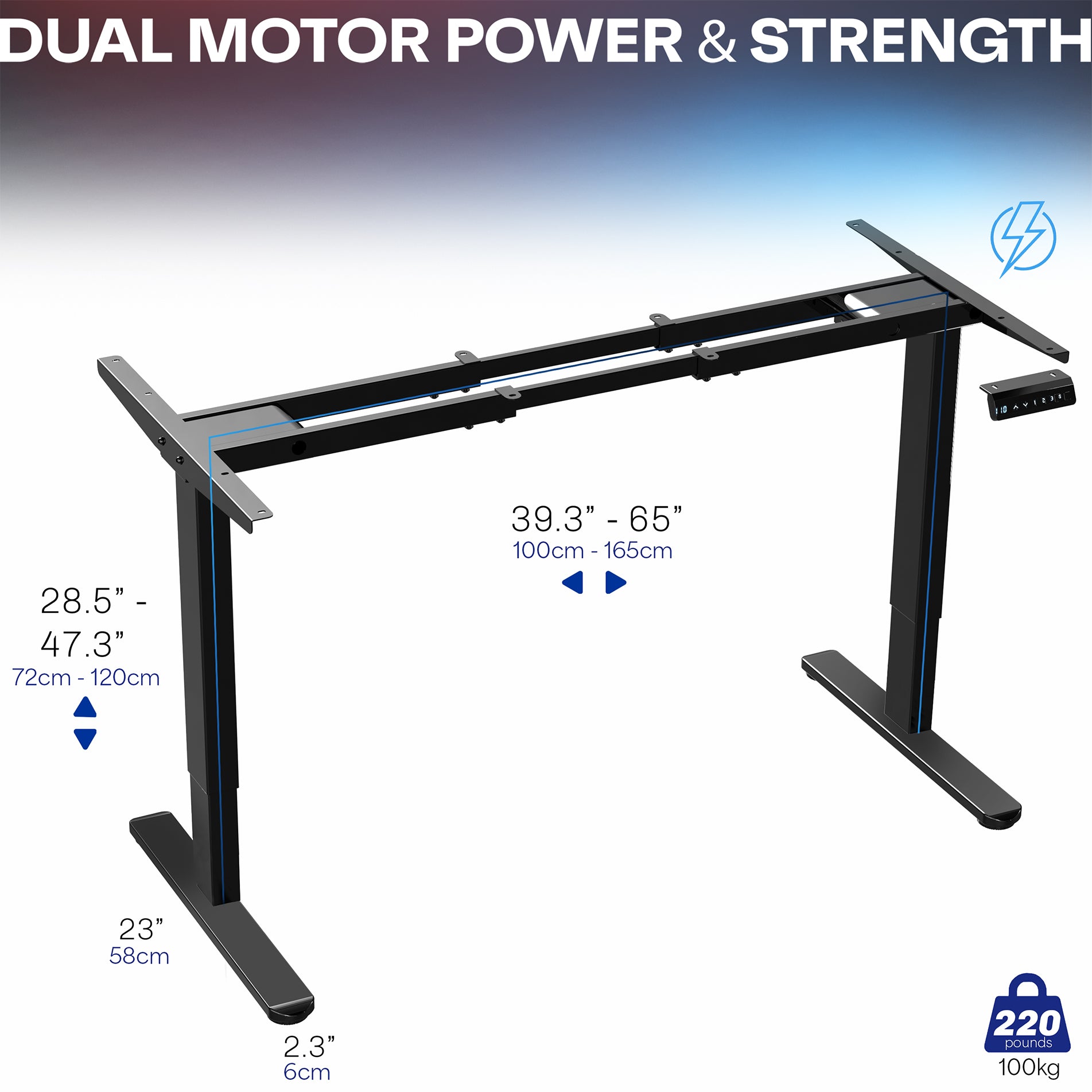 Electric Dual Motor Adjustable Height Standing Desk Frame with Memory Controller - Perfect for Home Office, Gaming & Workspace Ergonomics