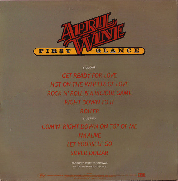 April Wine - First Glance Vinyl LP Album (VG+ Condition) | Classic Rock Music Collectible for Home Listening & Vinyl Enthusiasts