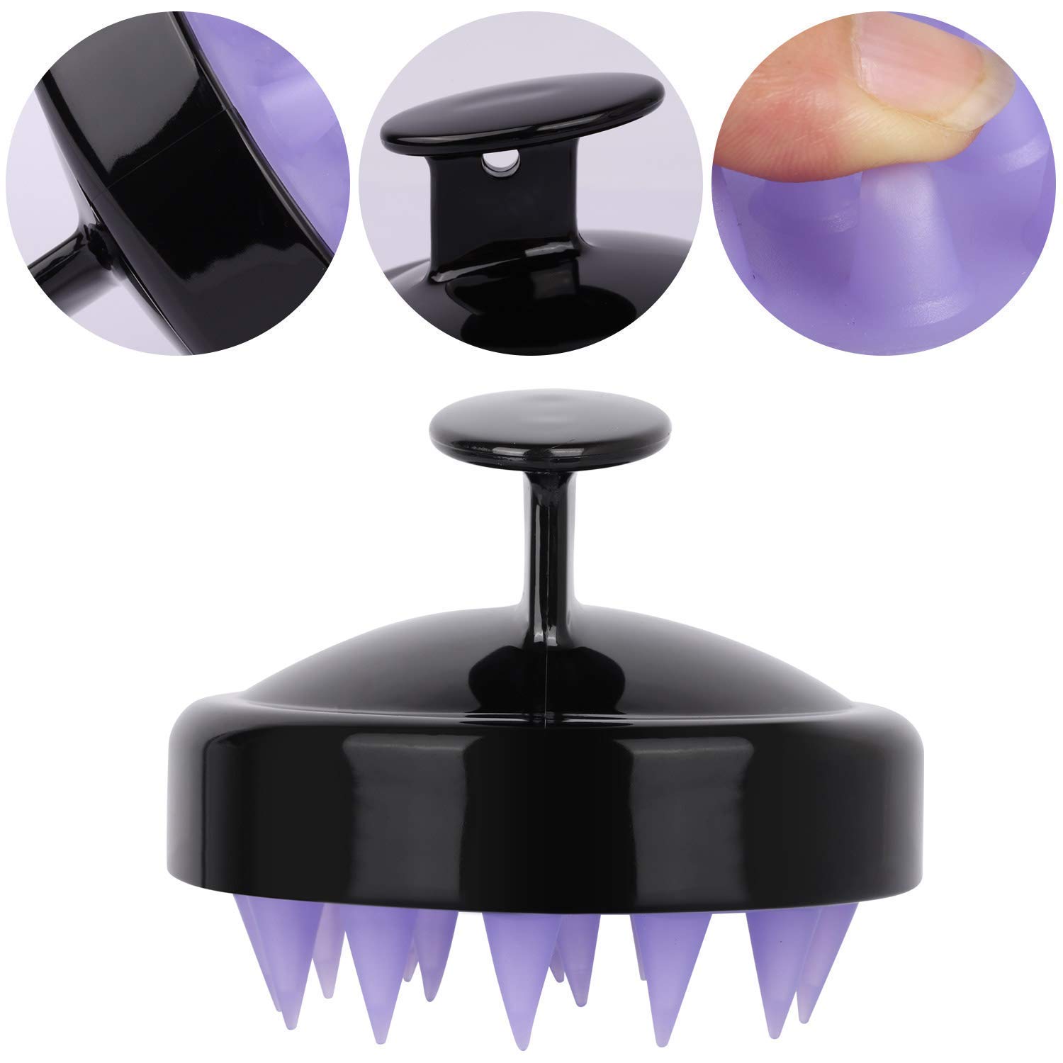 4 Pcs Silicone Scalp Massager Shampoo Brush - Gentle Hair Care for Wet & Dry Hair - Manual Head Scrubber for Dandruff & Scalp Care - Perfect for Women, Men, Kids & Pets (Blue, Pink, Rose Red, Black) - Great for Relaxation, Hair Washing & Pet Grooming
