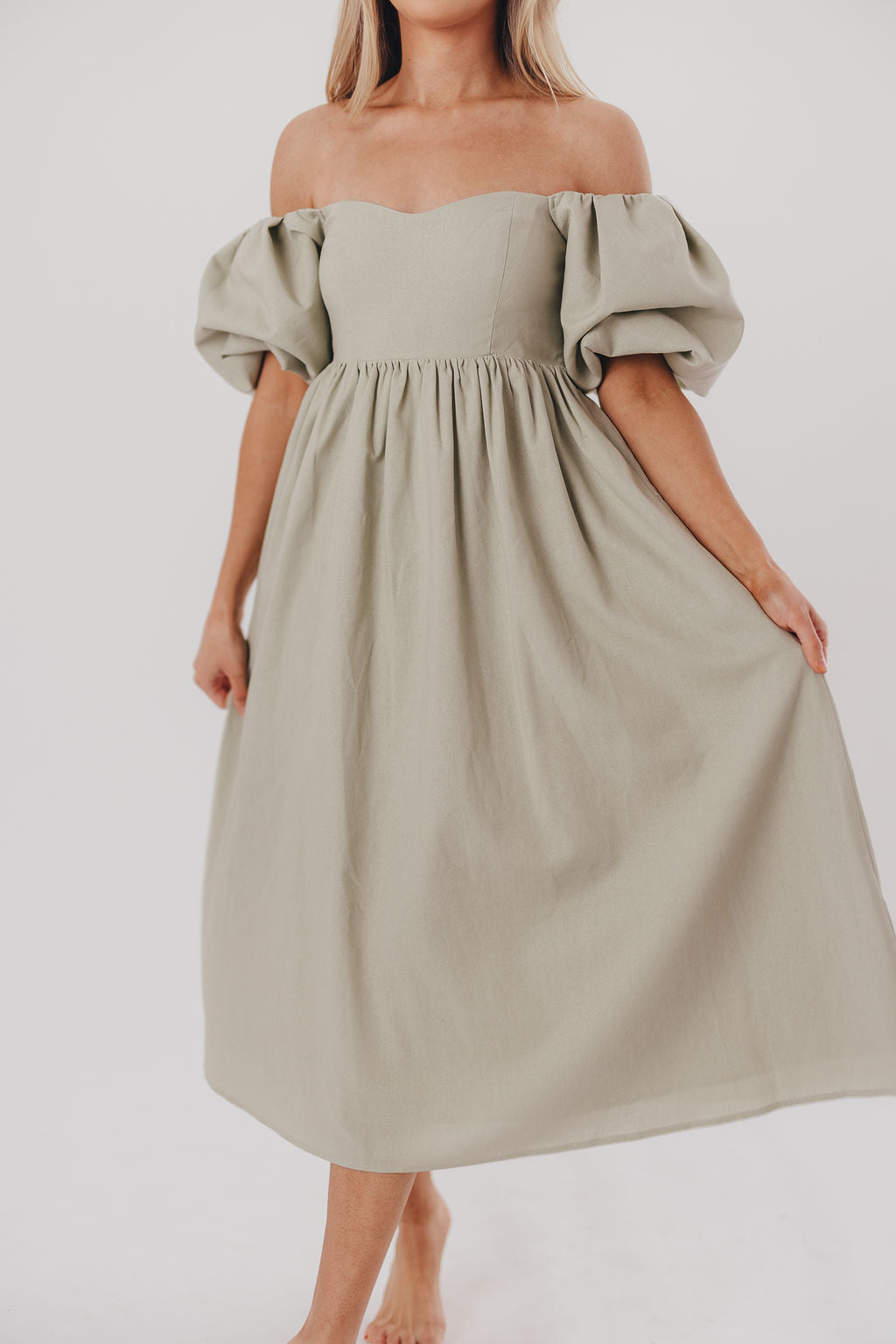 Hamilton Midi Dress in Olive - Bump Friendly Maternity Dress (Sizes S-2XL) | Flowy Summer Dress for Pregnancy, Nursing & Everyday Wear