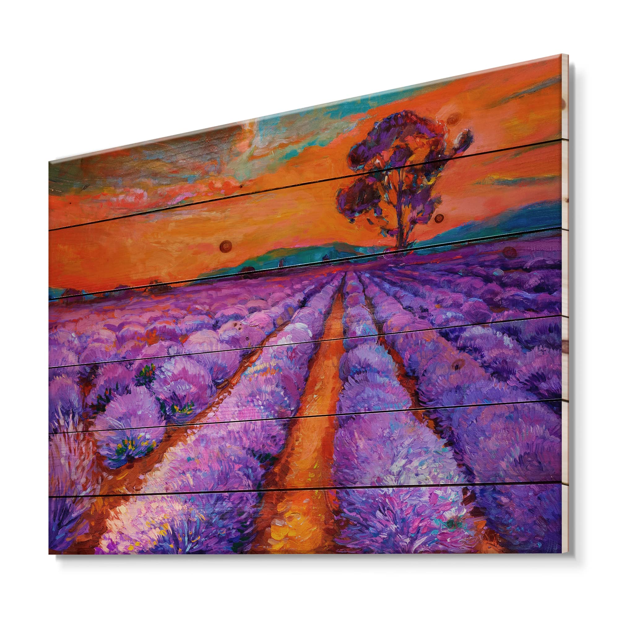 Purple Lavender Fields Wood Wall Art - Farmhouse Decor for Living Room